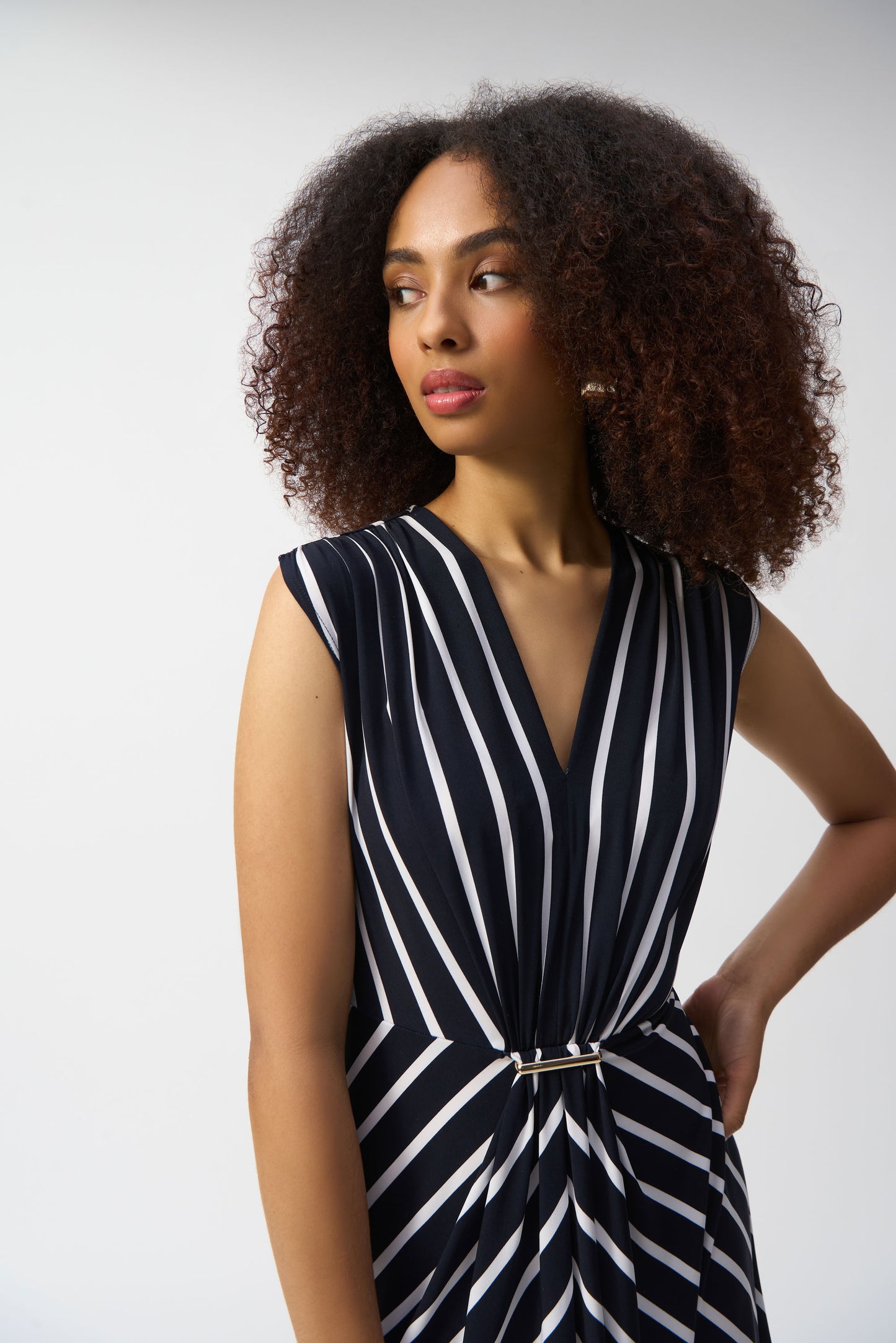Silky Knit Stripe Fit & Flare Dress. Style JR251295