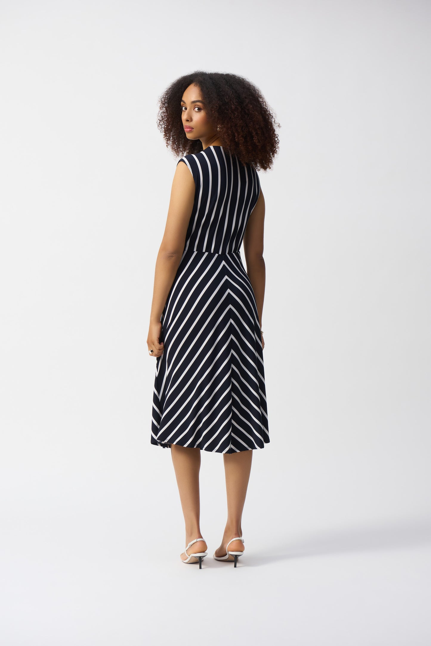 Silky Knit Stripe Fit & Flare Dress. Style JR251295