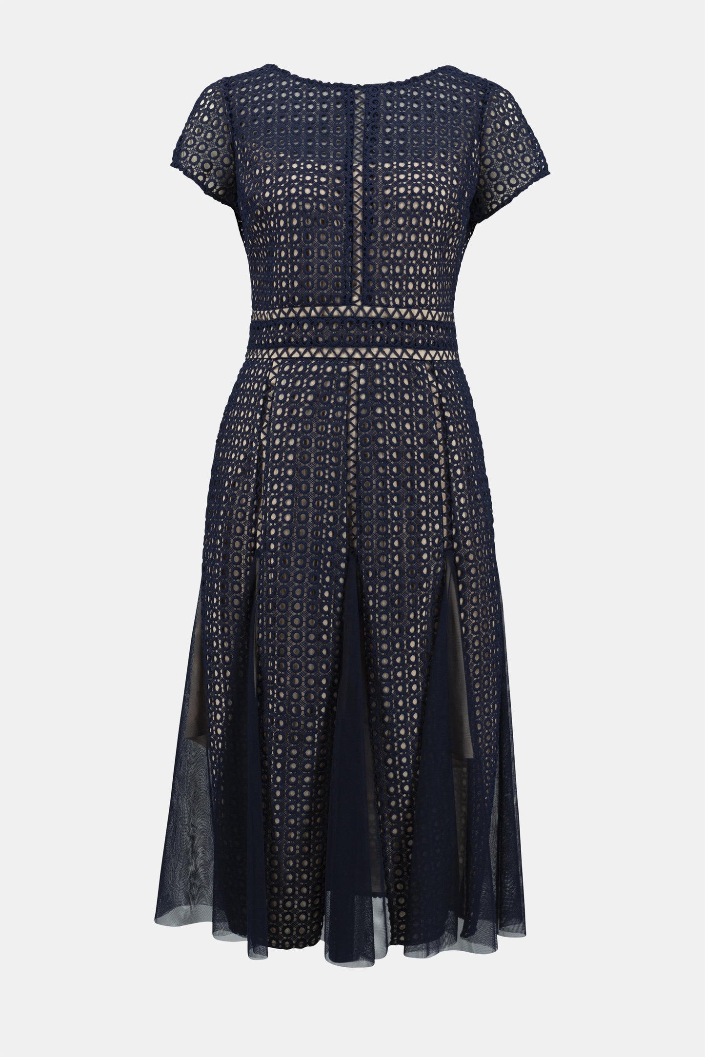 Guipure And Mesh Fit And Flare Dress. Style JR251718