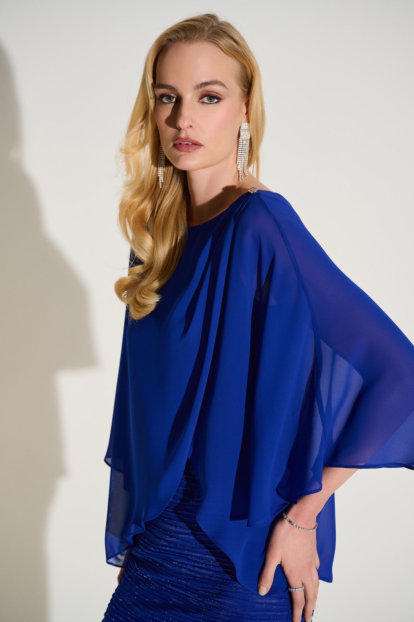 Signature Cascade & Chiffon Sheath Dress. Style JR251720