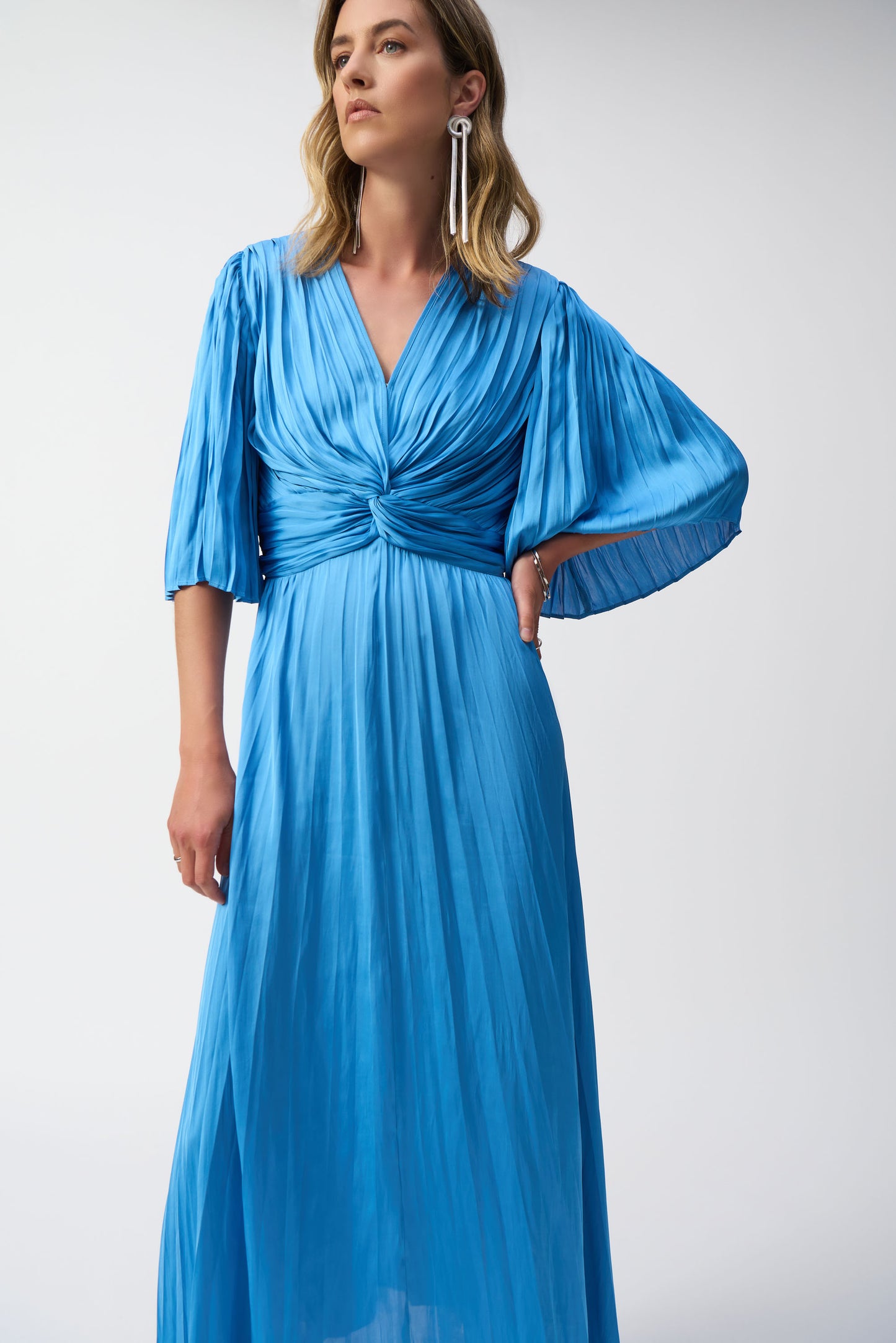 Pleated Satin Midi Dress. Style JR251903