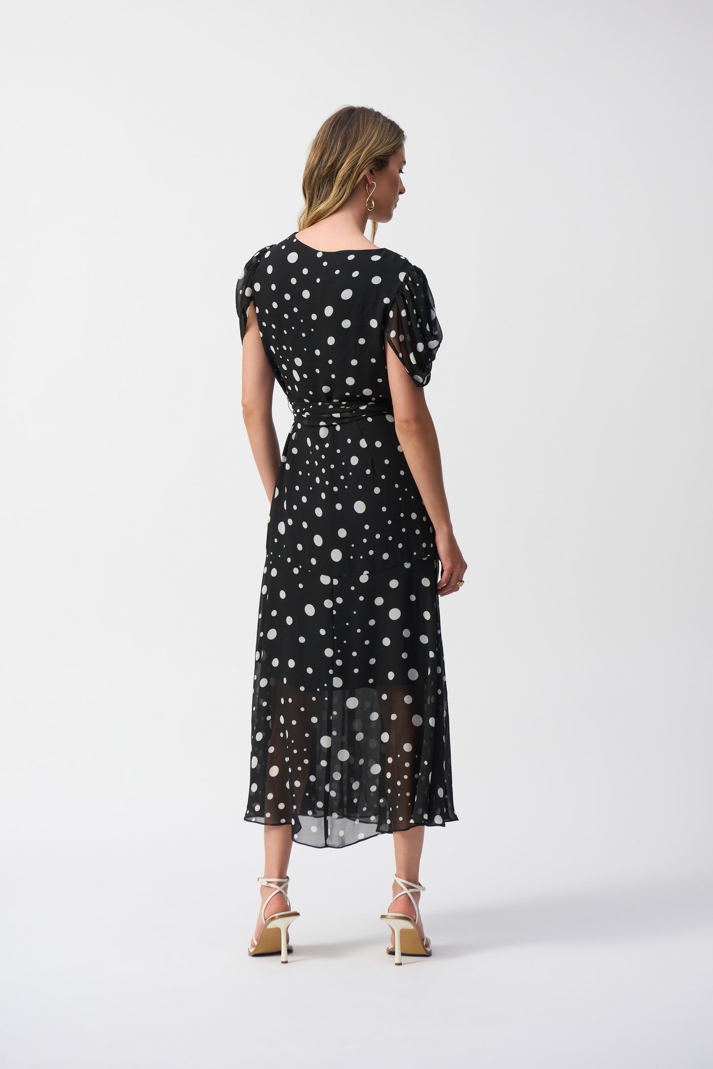 Chiffon Dot Pirnt Wrap Dress. Style JR251907
