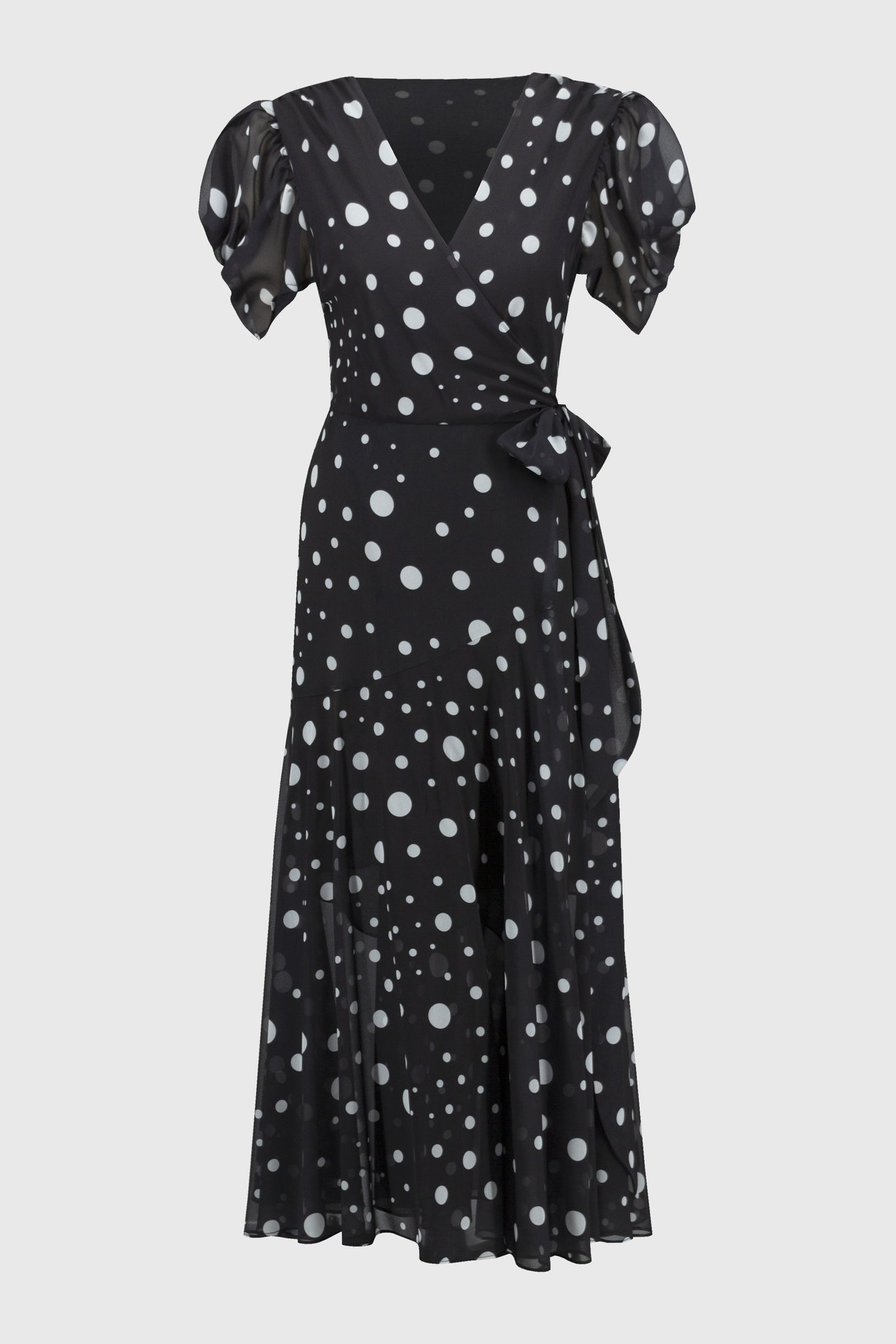 Chiffon Dot Pirnt Wrap Dress. Style JR251907
