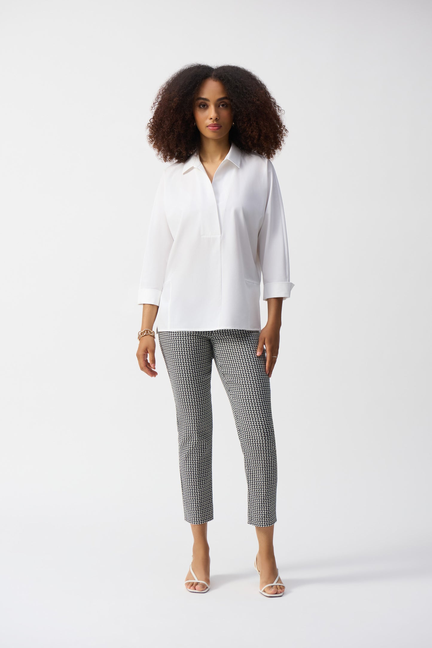 Poplin Boxy Collared Top. Style JR251948