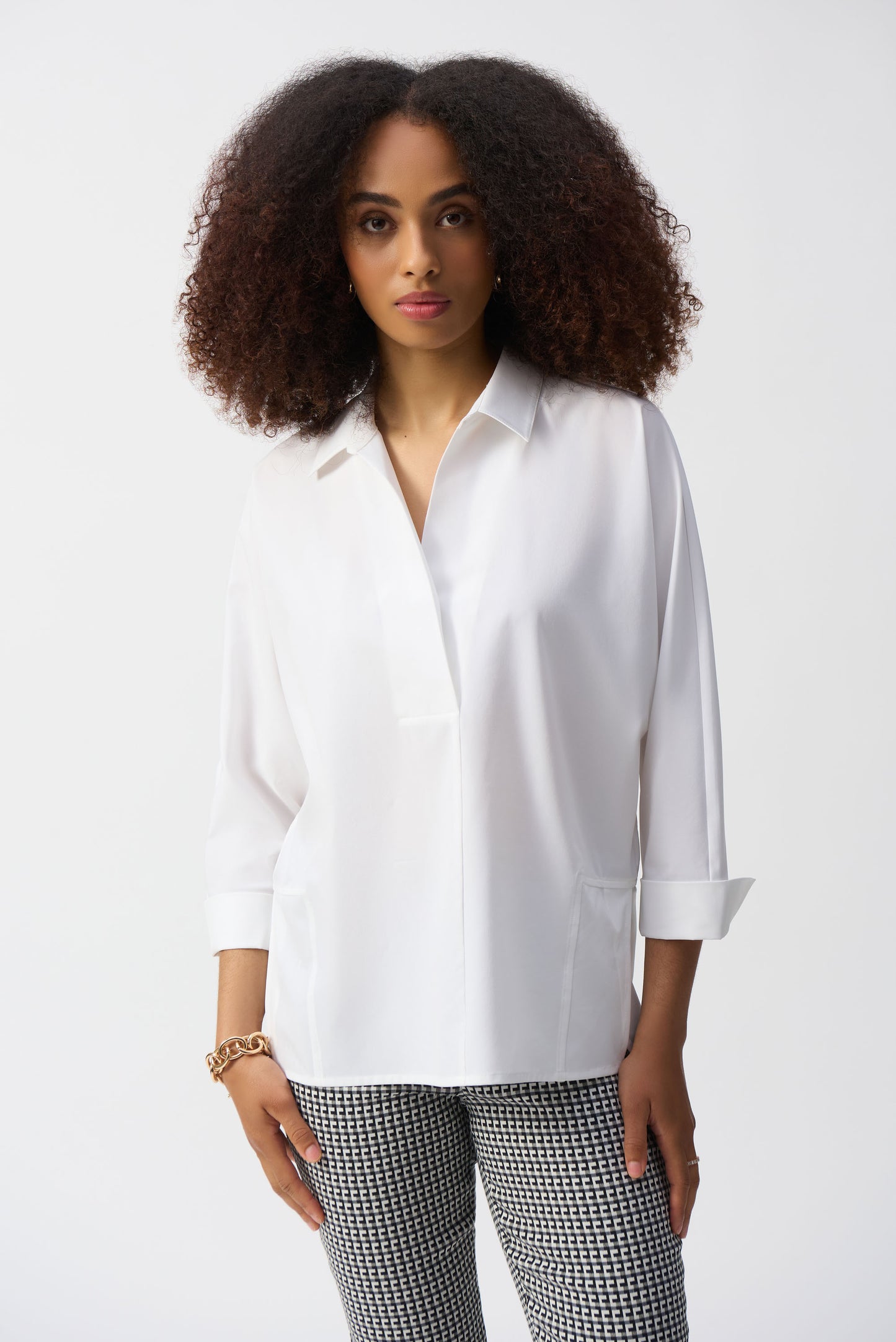 Poplin Boxy Collared Top. Style JR251948