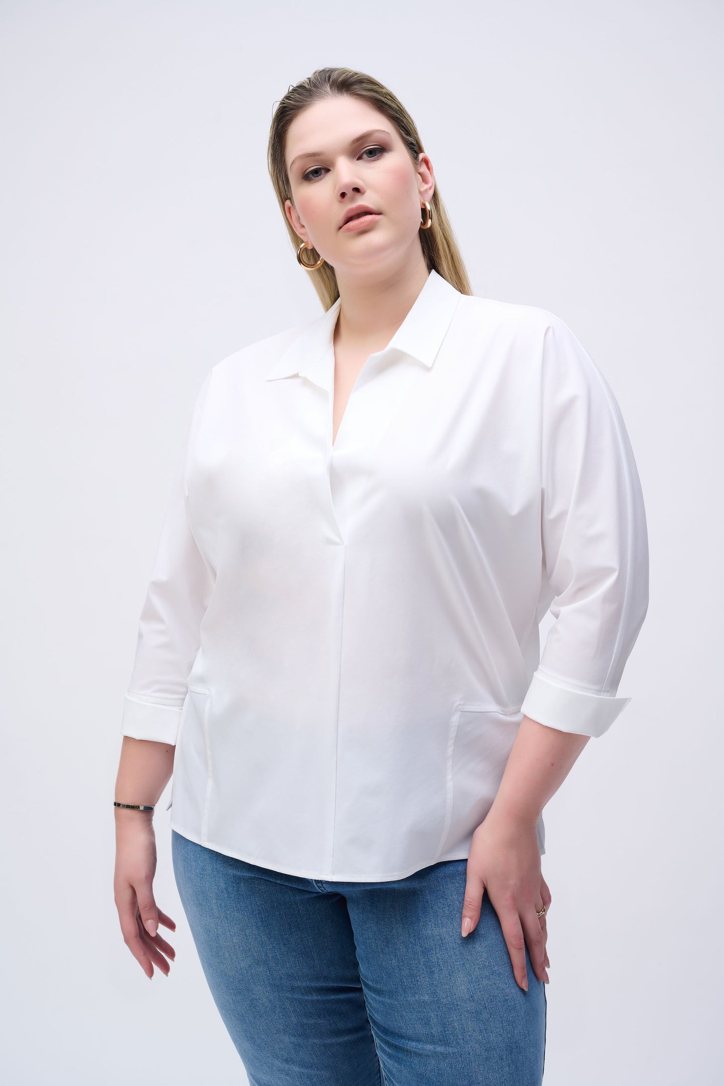 Poplin Boxy Collared Top. Style JR251948