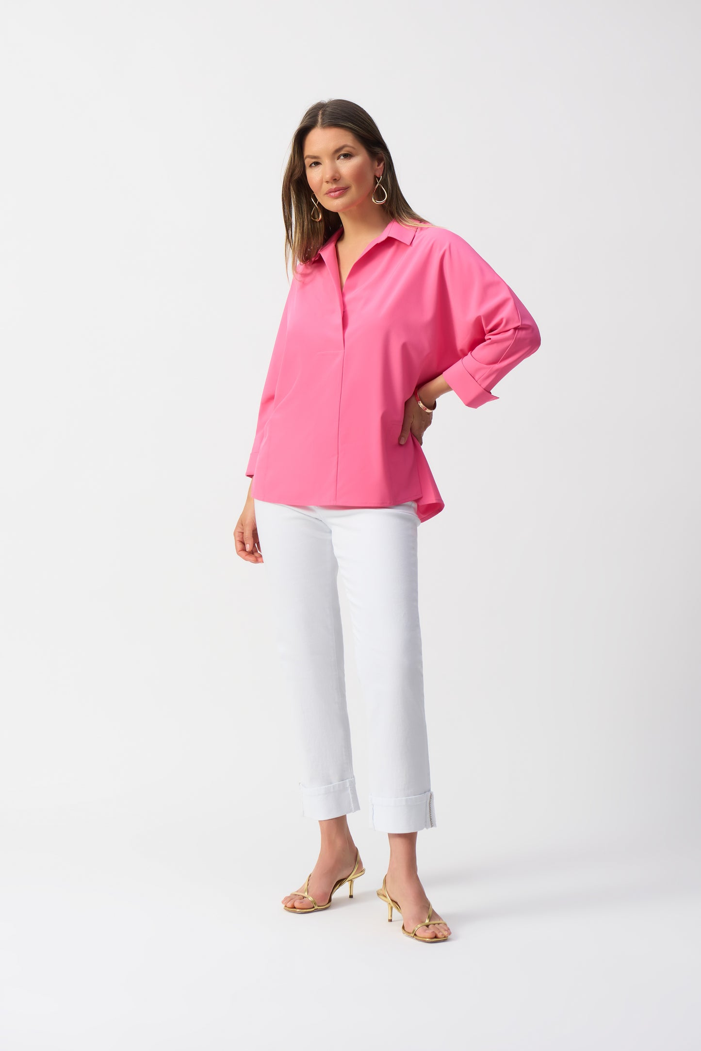 Poplin Boxy Collared Top. Style JR251948