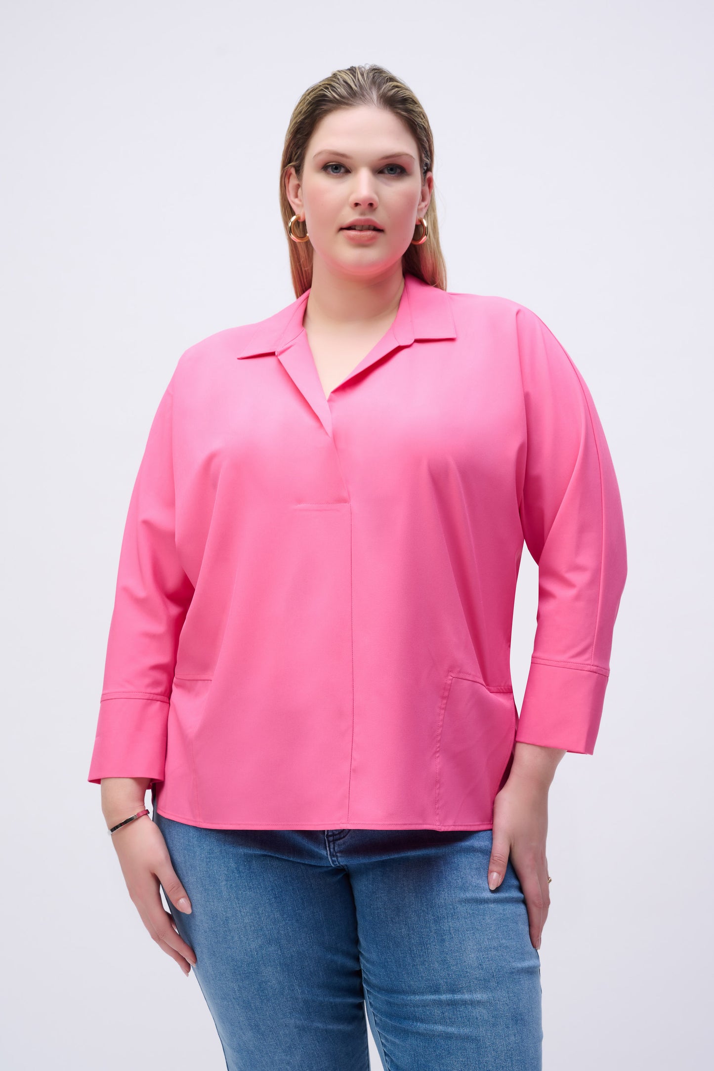 Poplin Boxy Collared Top. Style JR251948