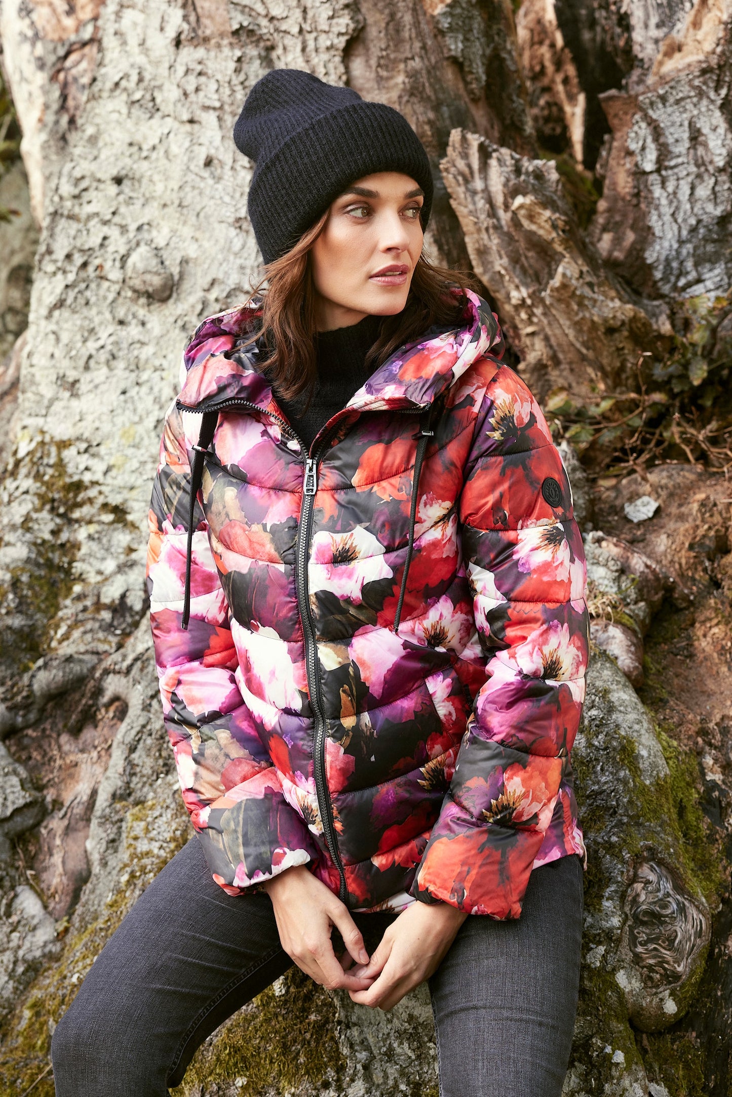 Printed Puffer Hooded Jacket. Style FR320