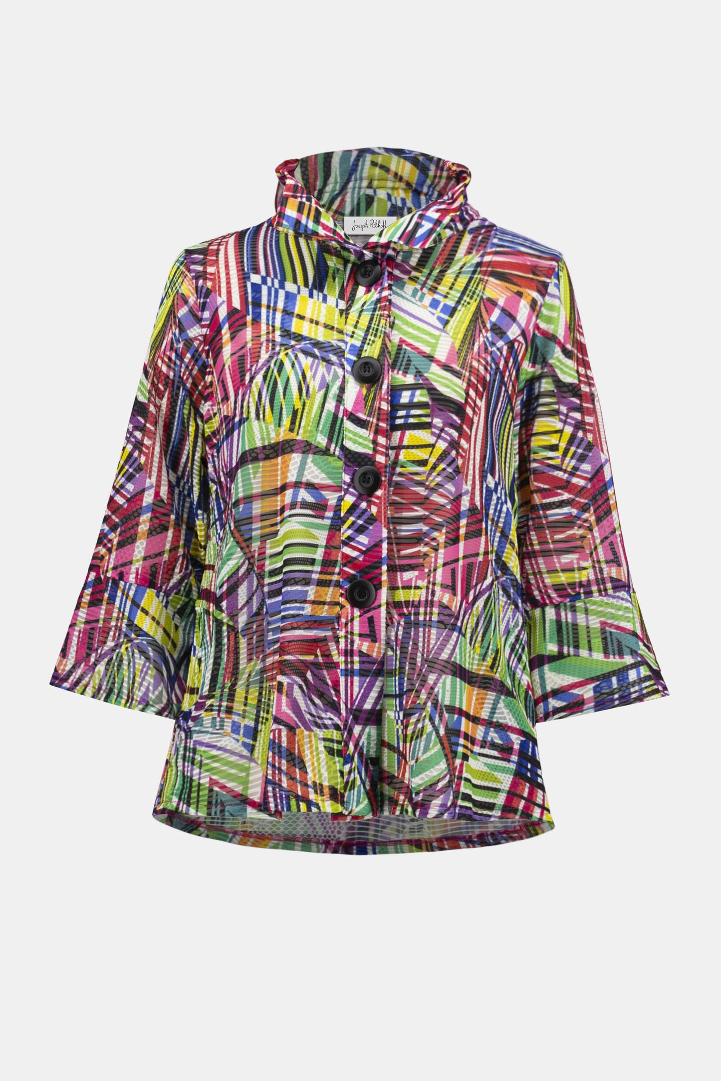 Jacquard Stripe 3/4 Sleeve Trapeze Jacket. Style JR252038