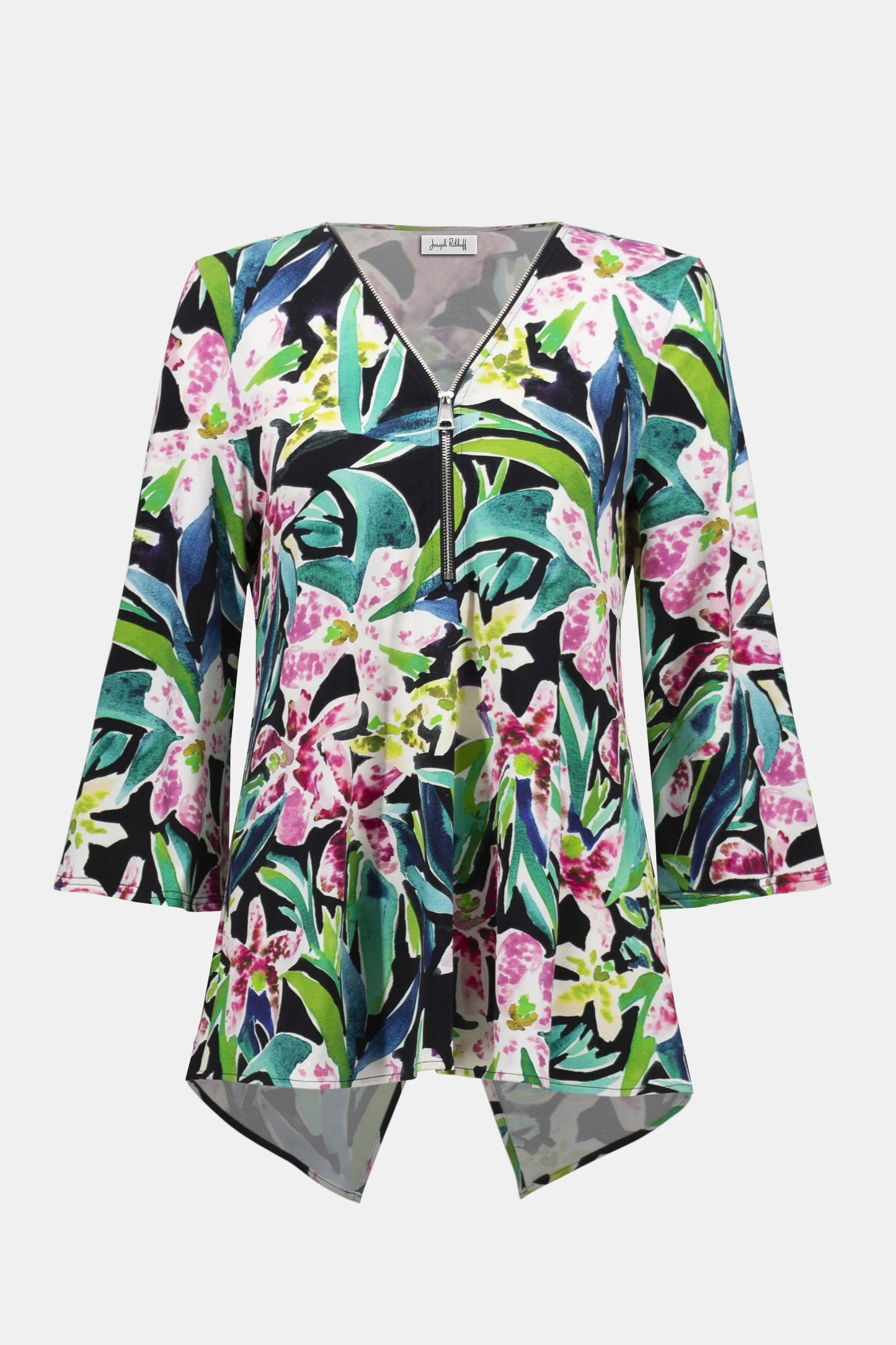 Silky Knit 1/4 Rhinestone Zip Top. Style JR252157