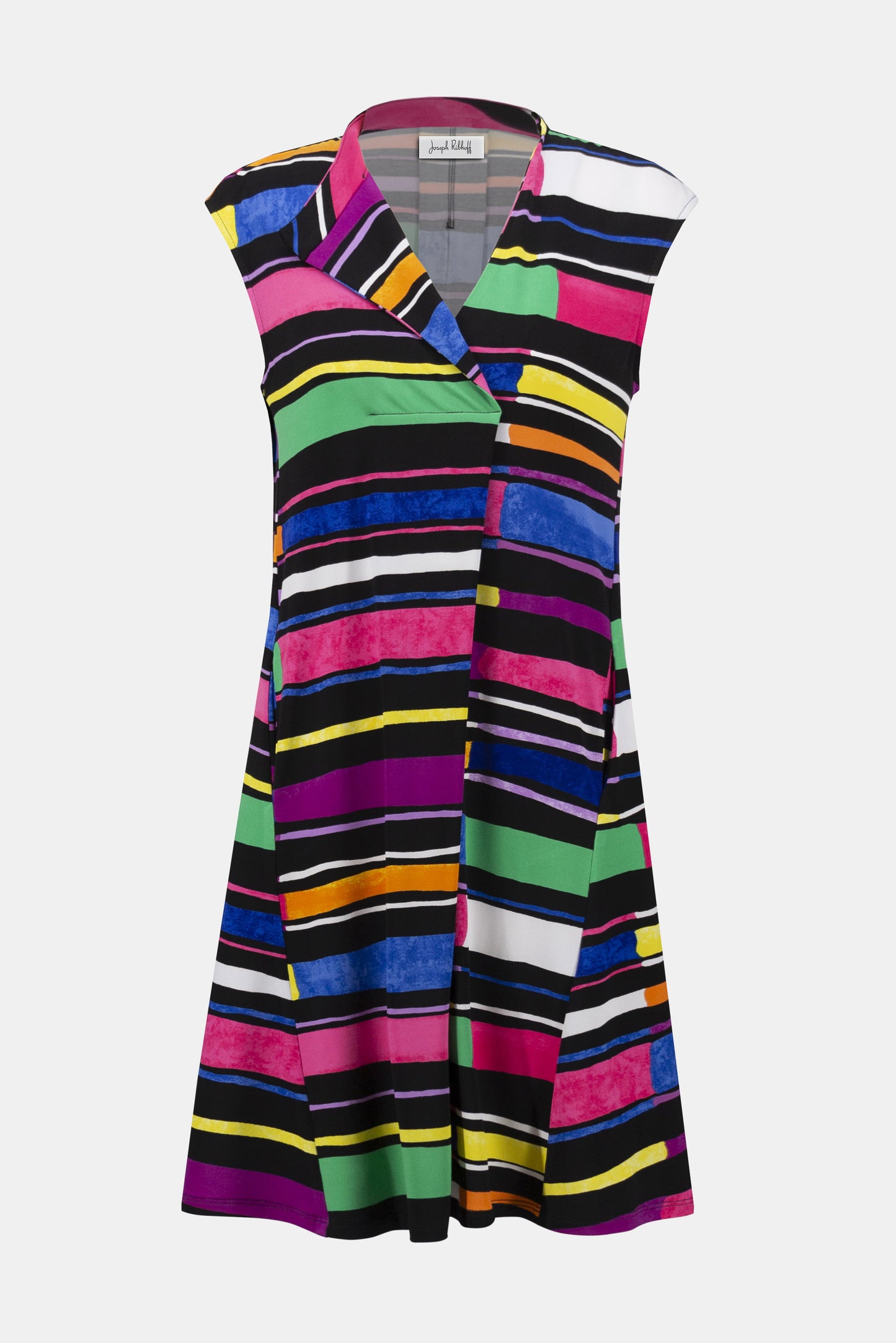 Silky Knit Stripe Print Trapeze Dress. Style JR252171