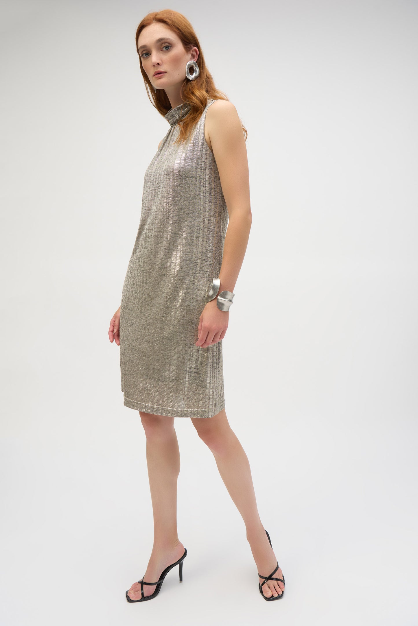 Foiled Novelty Knit Straight Dress. Style JR252216