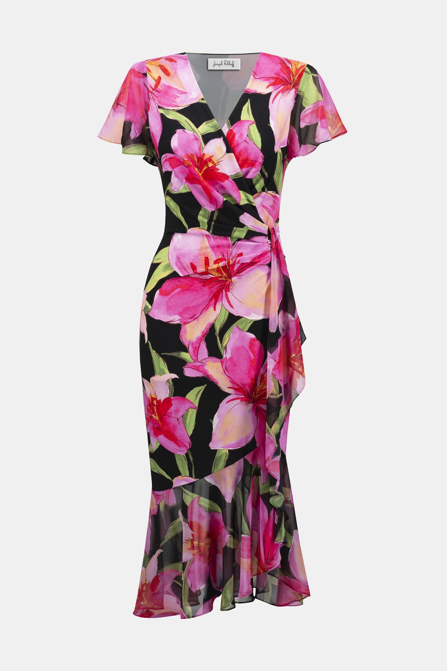 Silky Knit & Chiffon Floral Midi Dress. Style JR252714