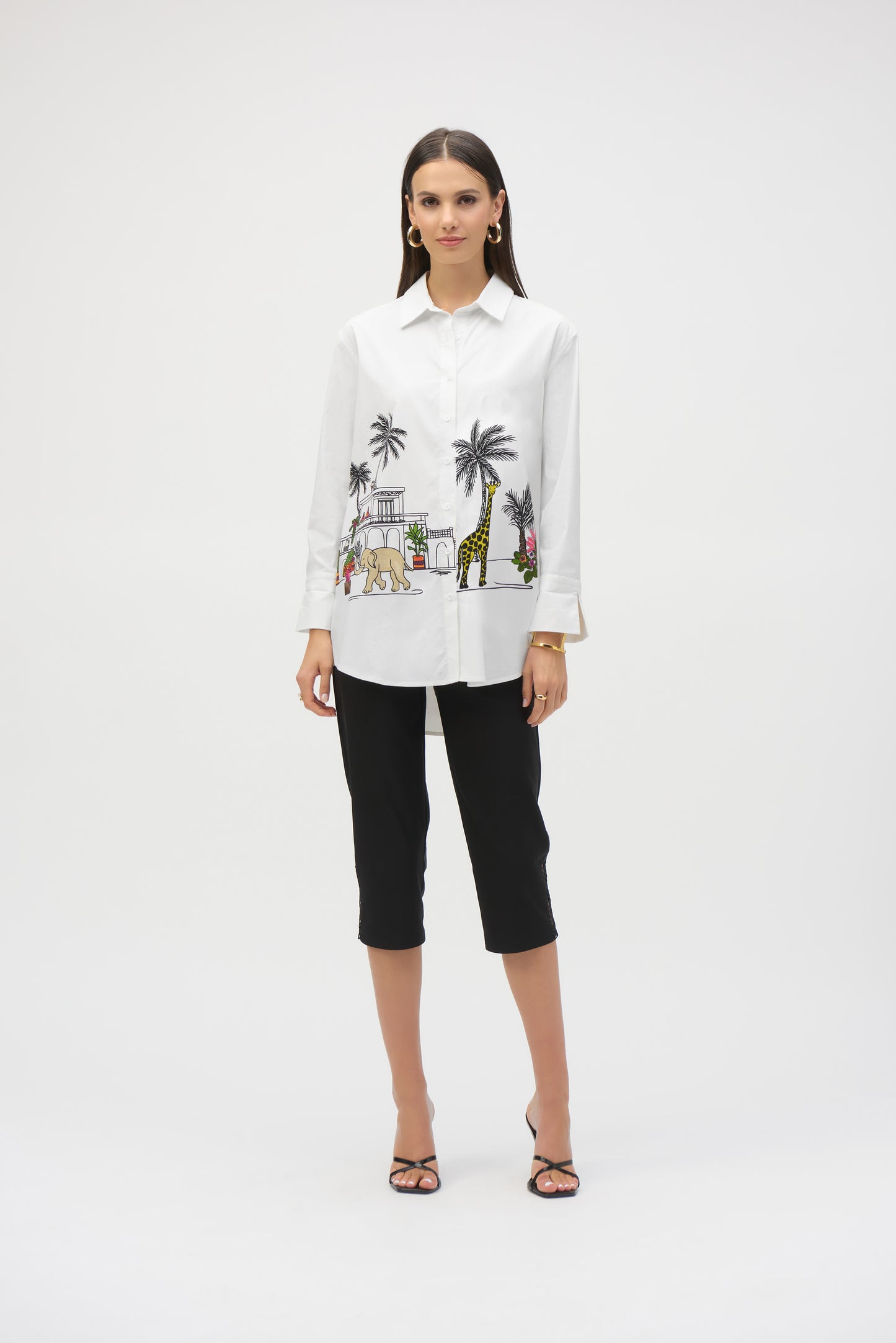 Stretch Poplin Conversational Print Tunic. Style JR252930