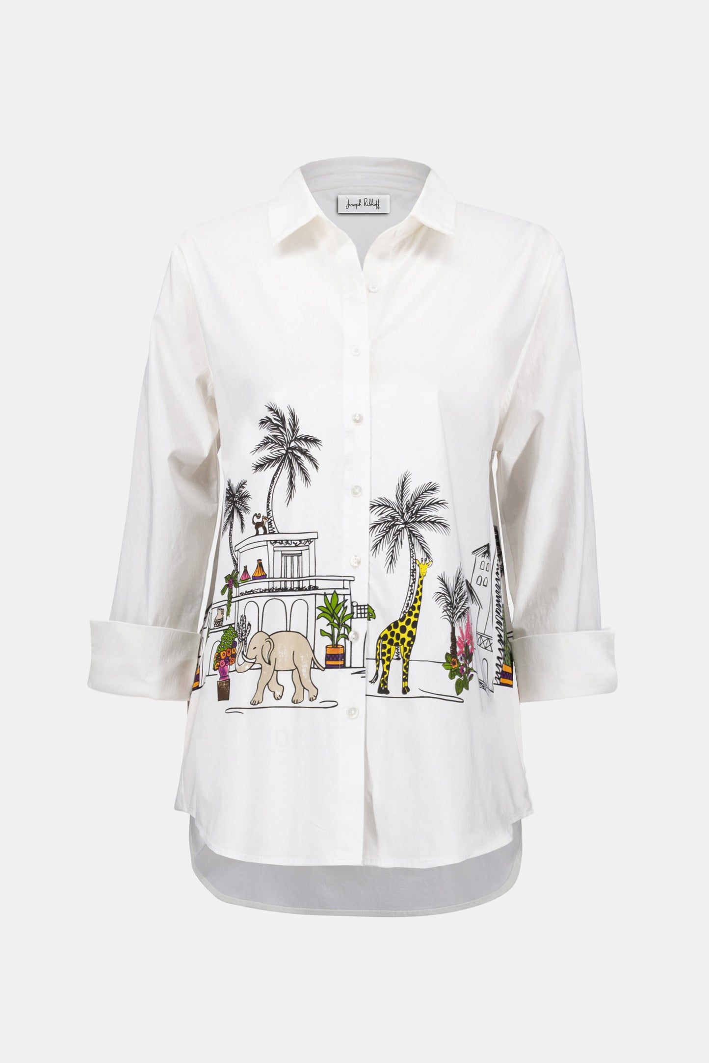 Stretch Poplin Conversational Print Tunic. Style JR252930