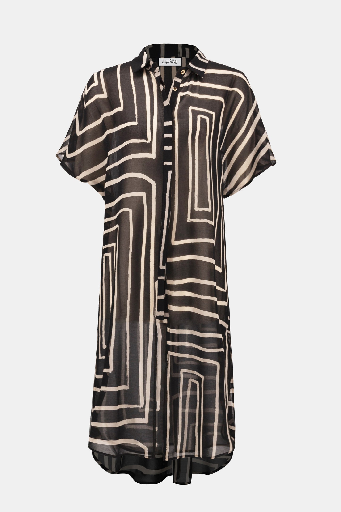 Chiffon Geometric Print Midi Blouse. Style JR252934