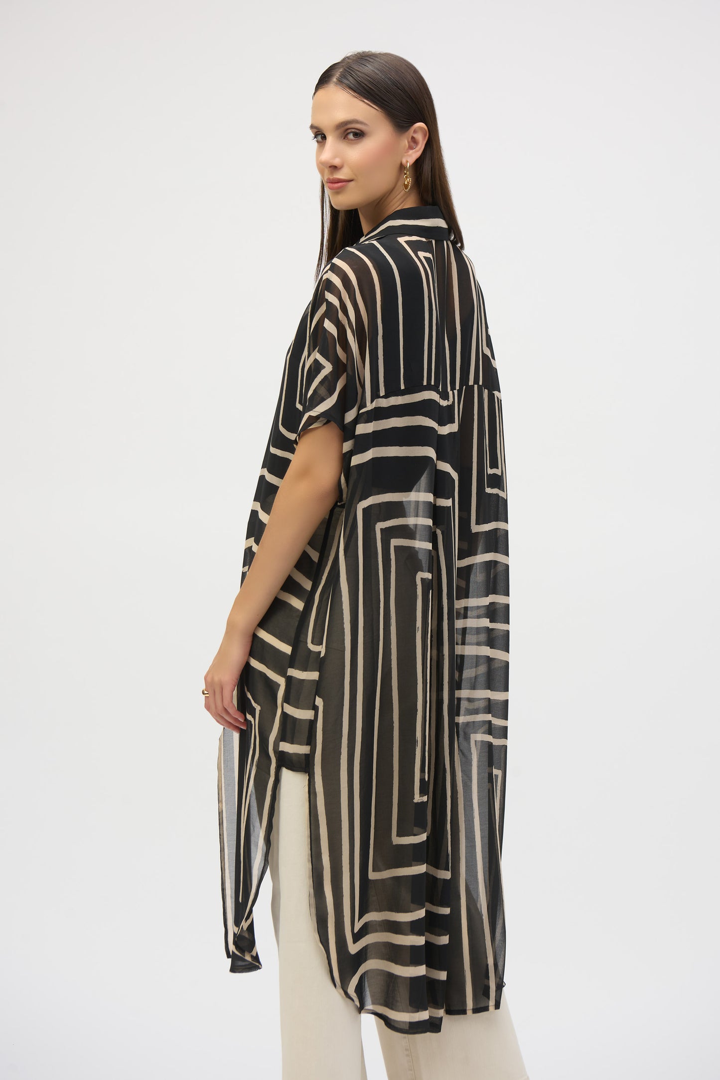 Chiffon Geometric Print Midi Blouse. Style JR252934