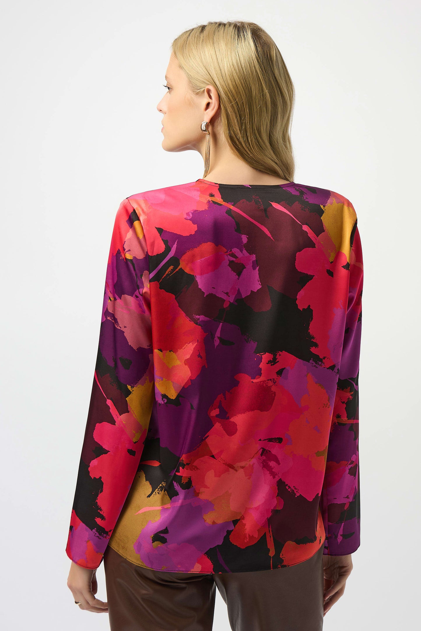 Recycled Satin Floral Print Straight Top. Style JR253075