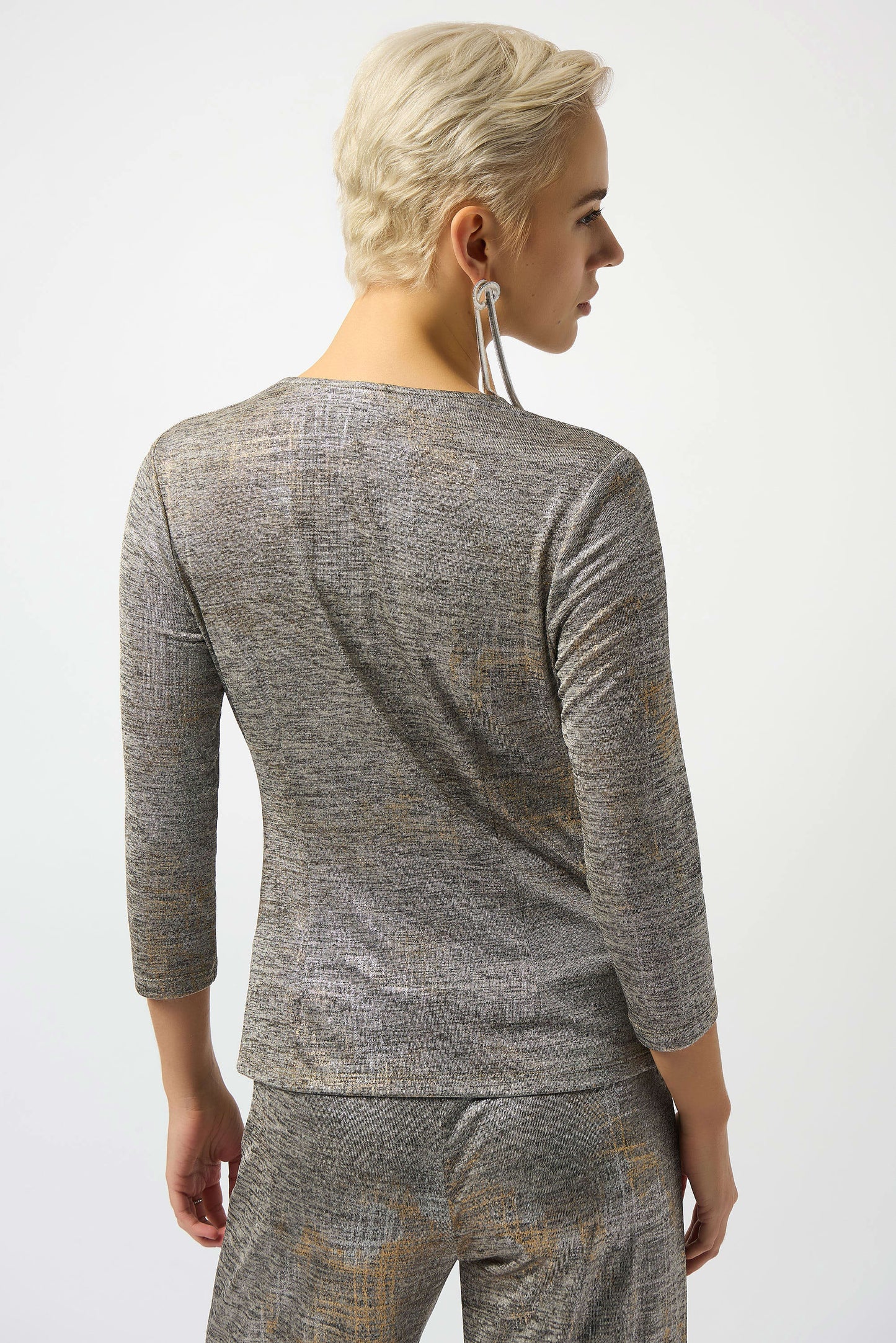 Foiled Mélange Knit Wrap Top. Style JR253087