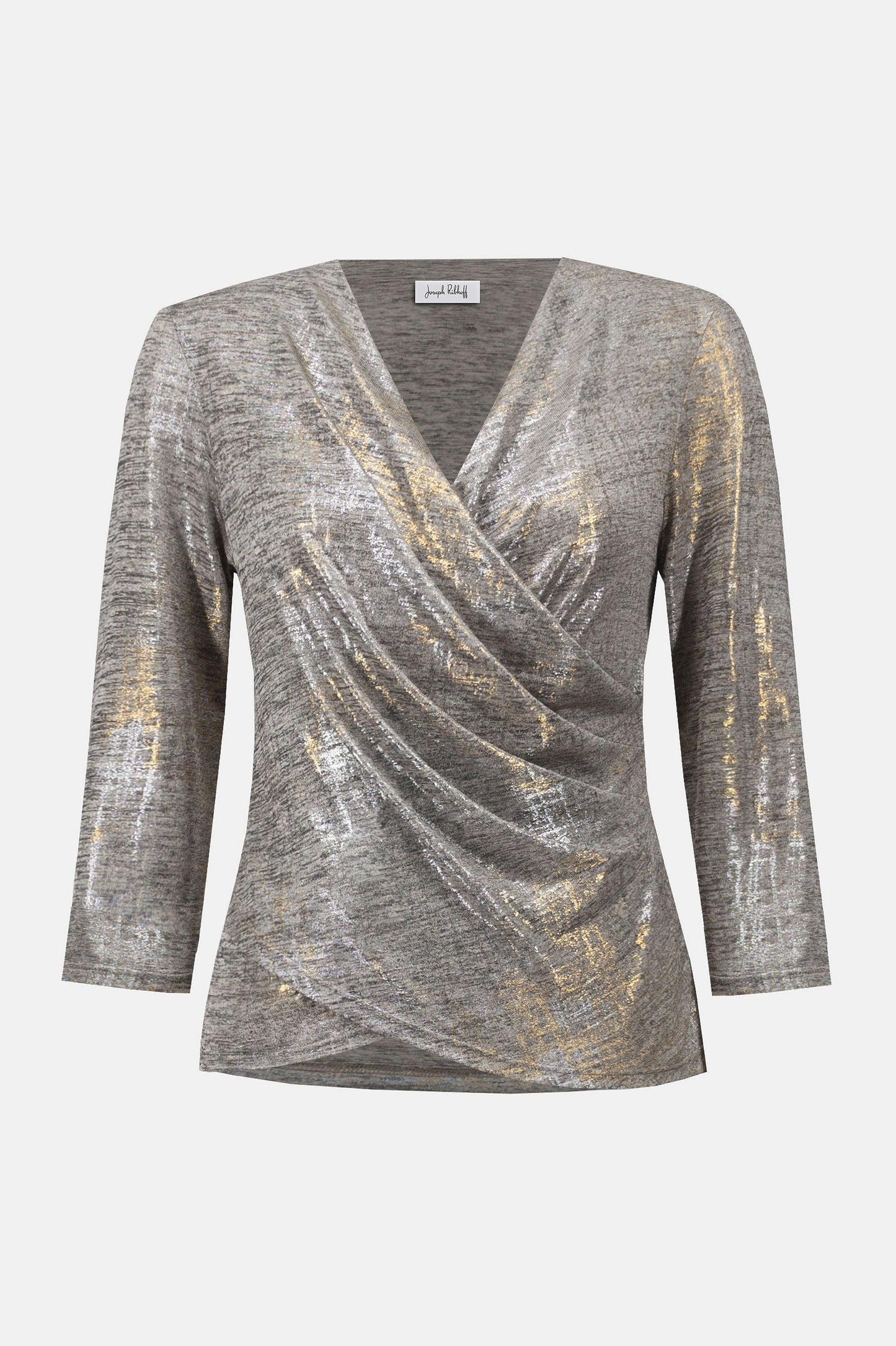 Foiled Mélange Knit Wrap Top. Style JR253087