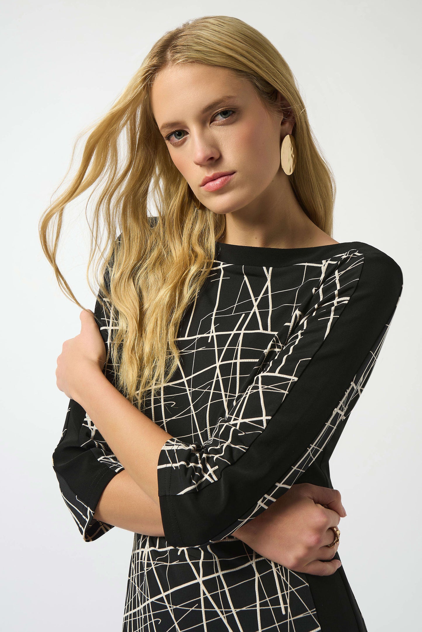 Silky Knit Abstract Print Sheath Dress. Style JR253093
