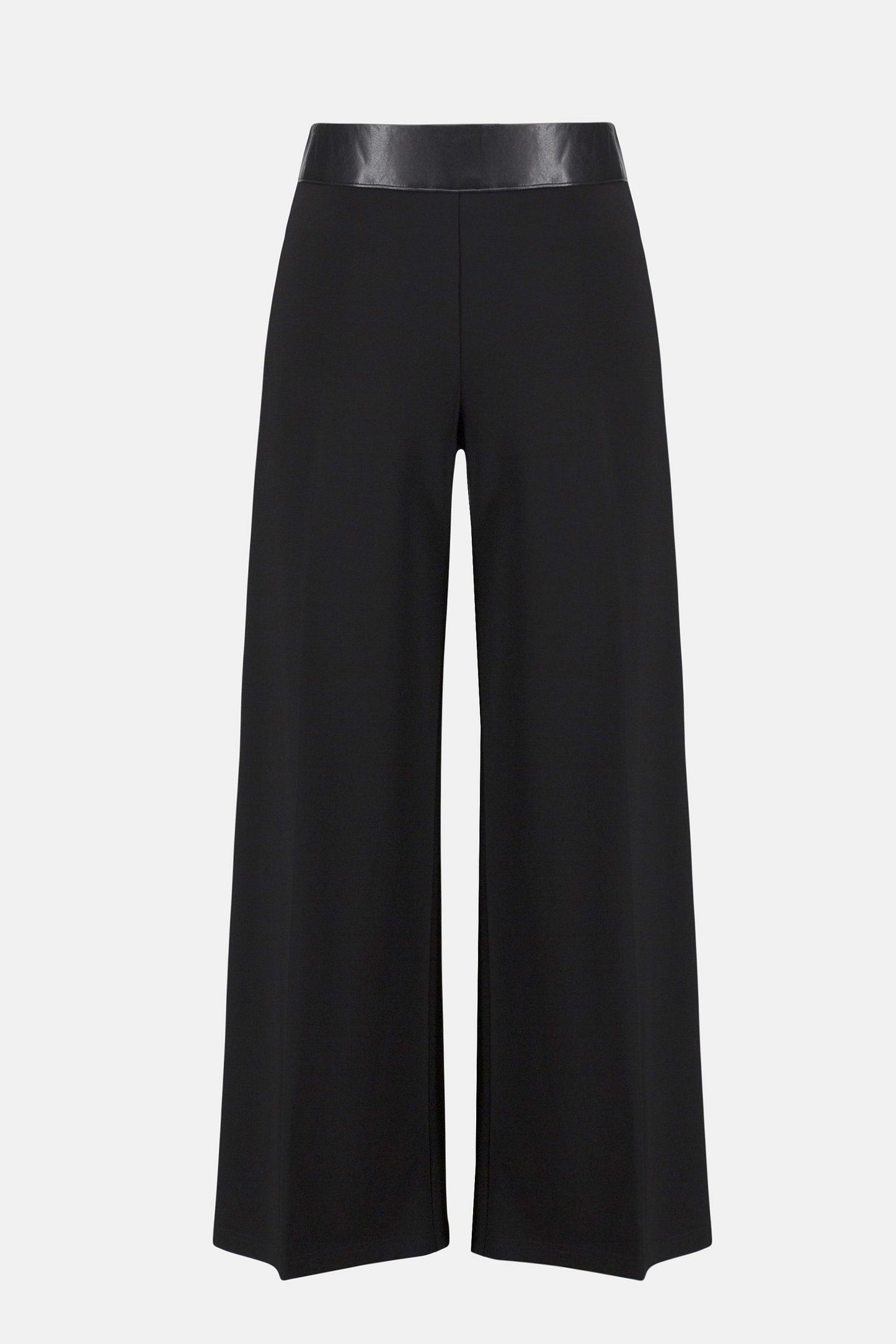 Silky Knit & Leatherette Wide-Leg Pants. Style JR253114