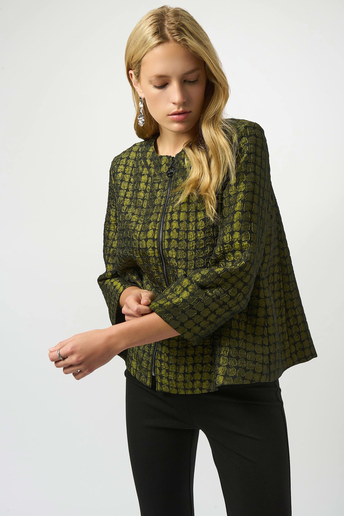 Textured Dot Jacquard Swing Jacket. Style JR253125