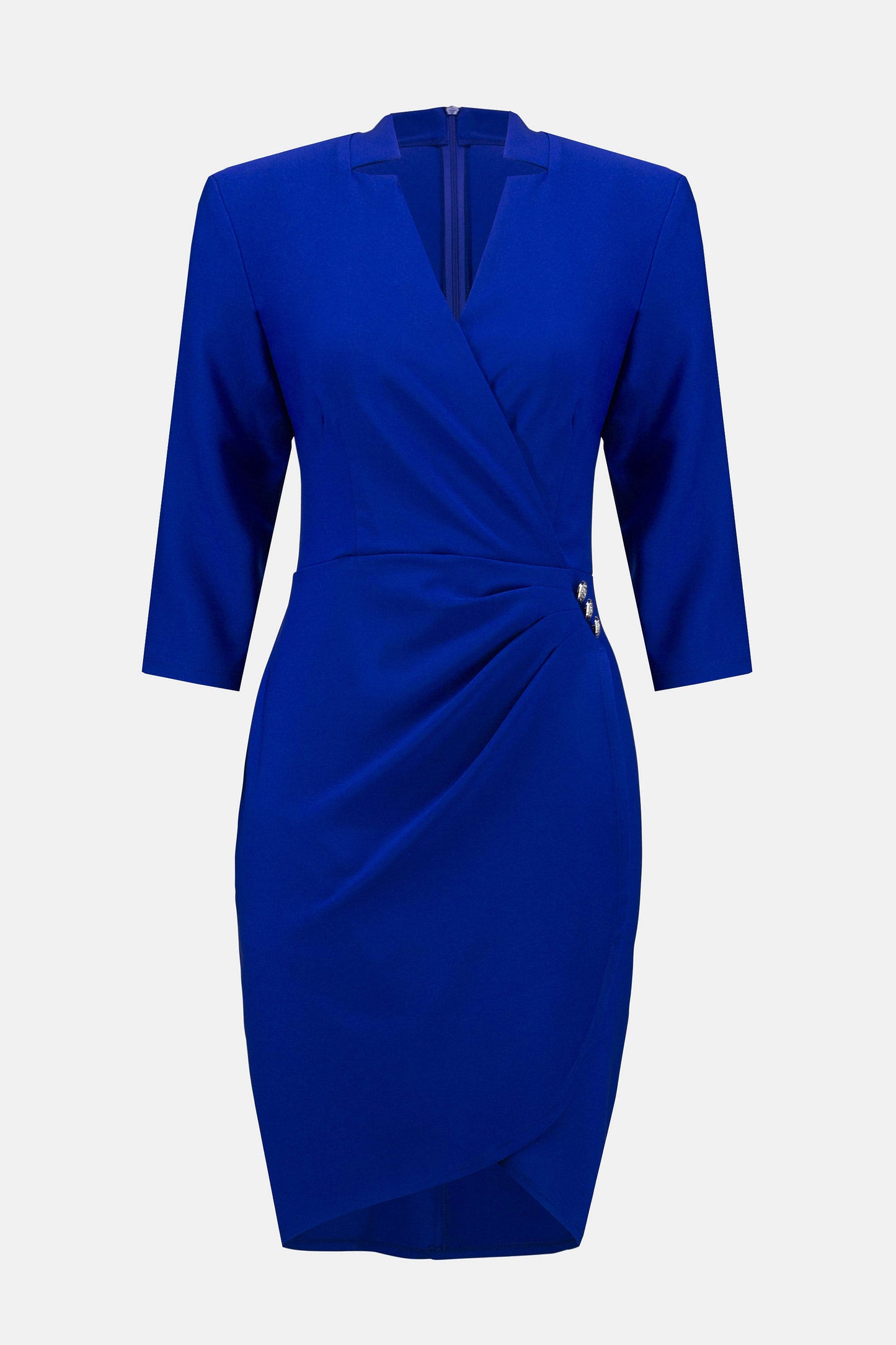 Royal Sapphire Lux Twill Sheath Wrap Dress. Style JR253131
