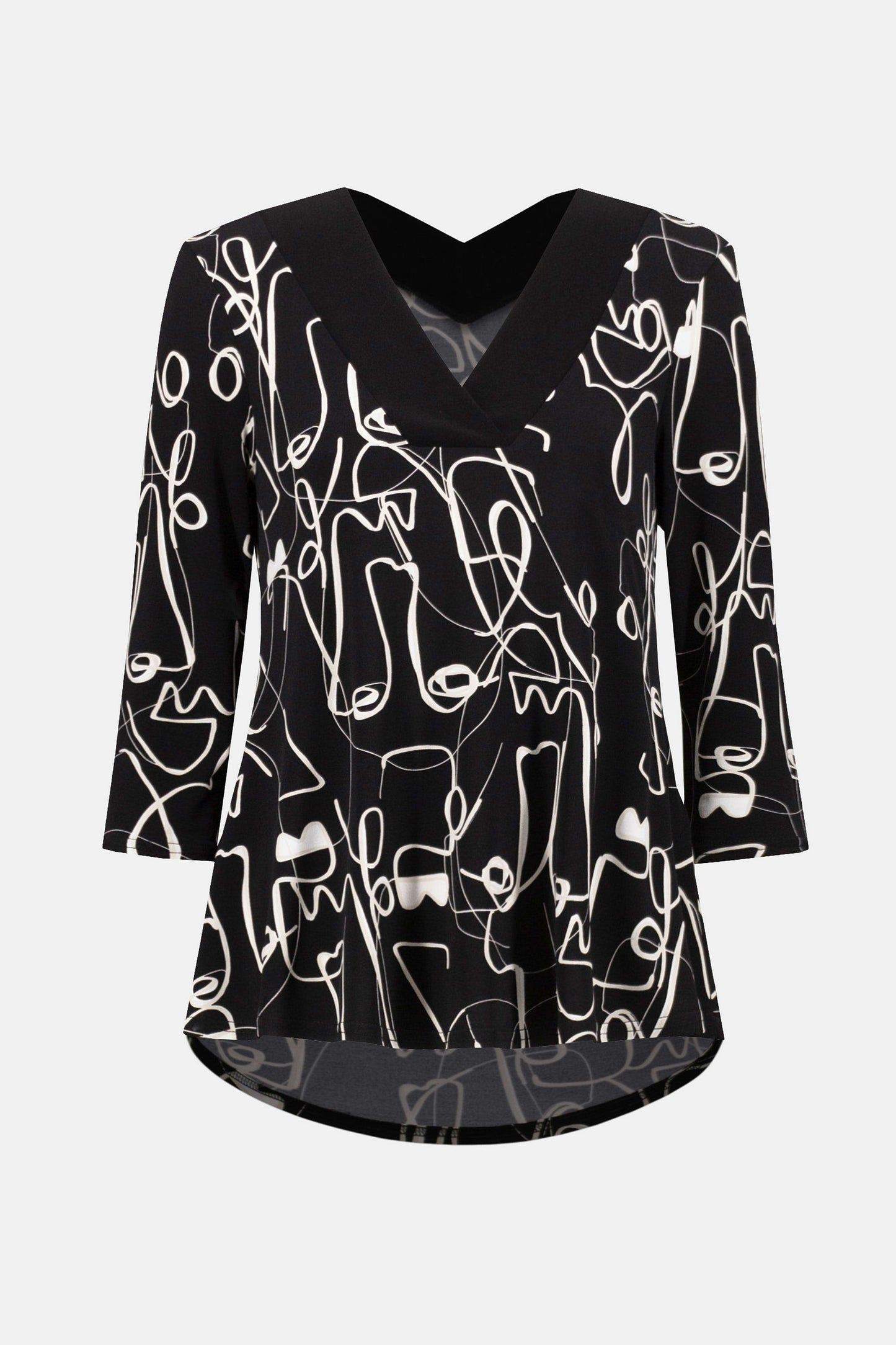 Silky Knit Face Print Flared Top. Style JR253138