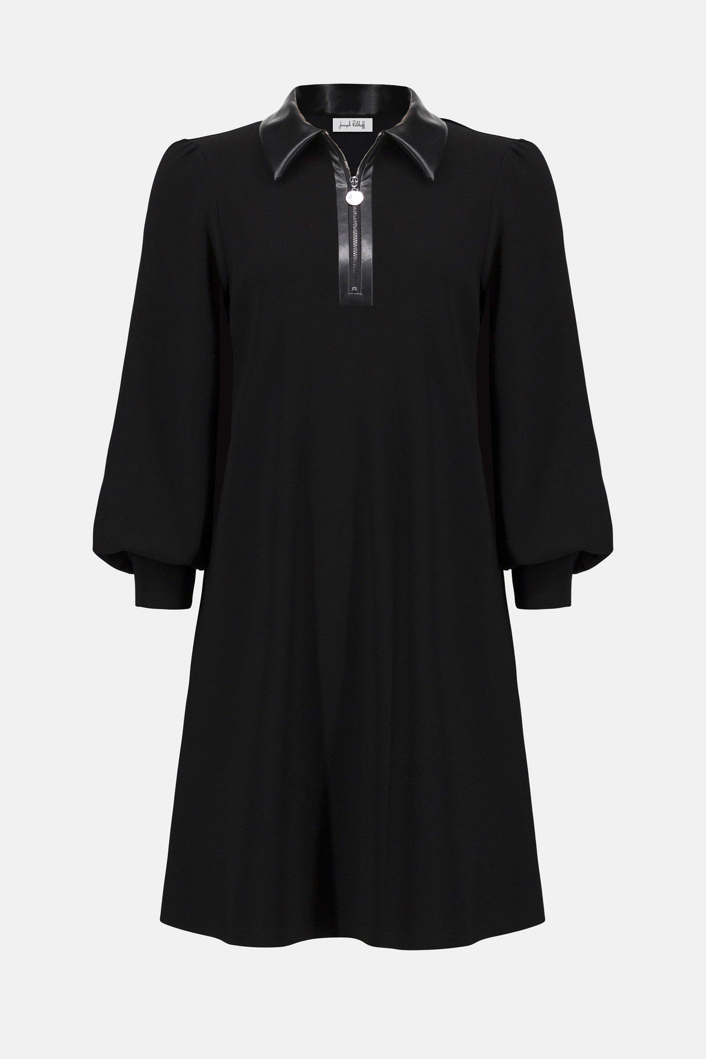 Silky Knit & Leatherette Trapeze Dress. Style JR253164