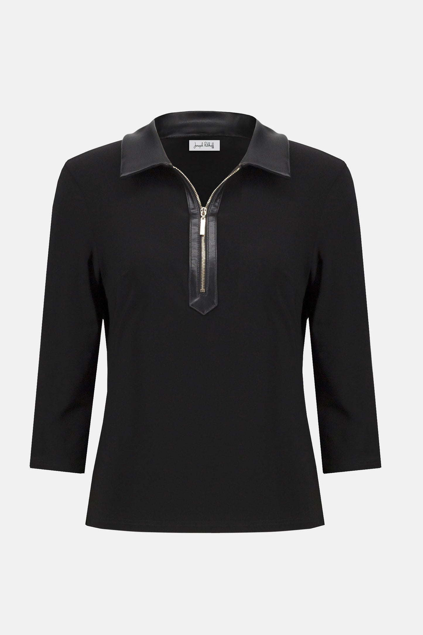 Silky Knit and Leatherette Fitted Top. Style JR253176