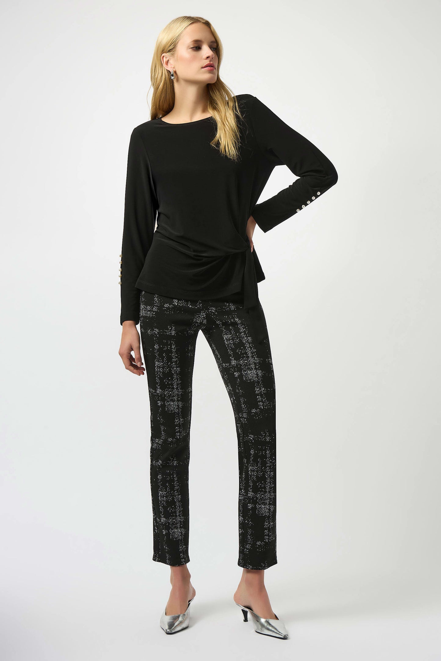 Jacquard Sweater Plaid Print Pull-On Pants. Style JR253179