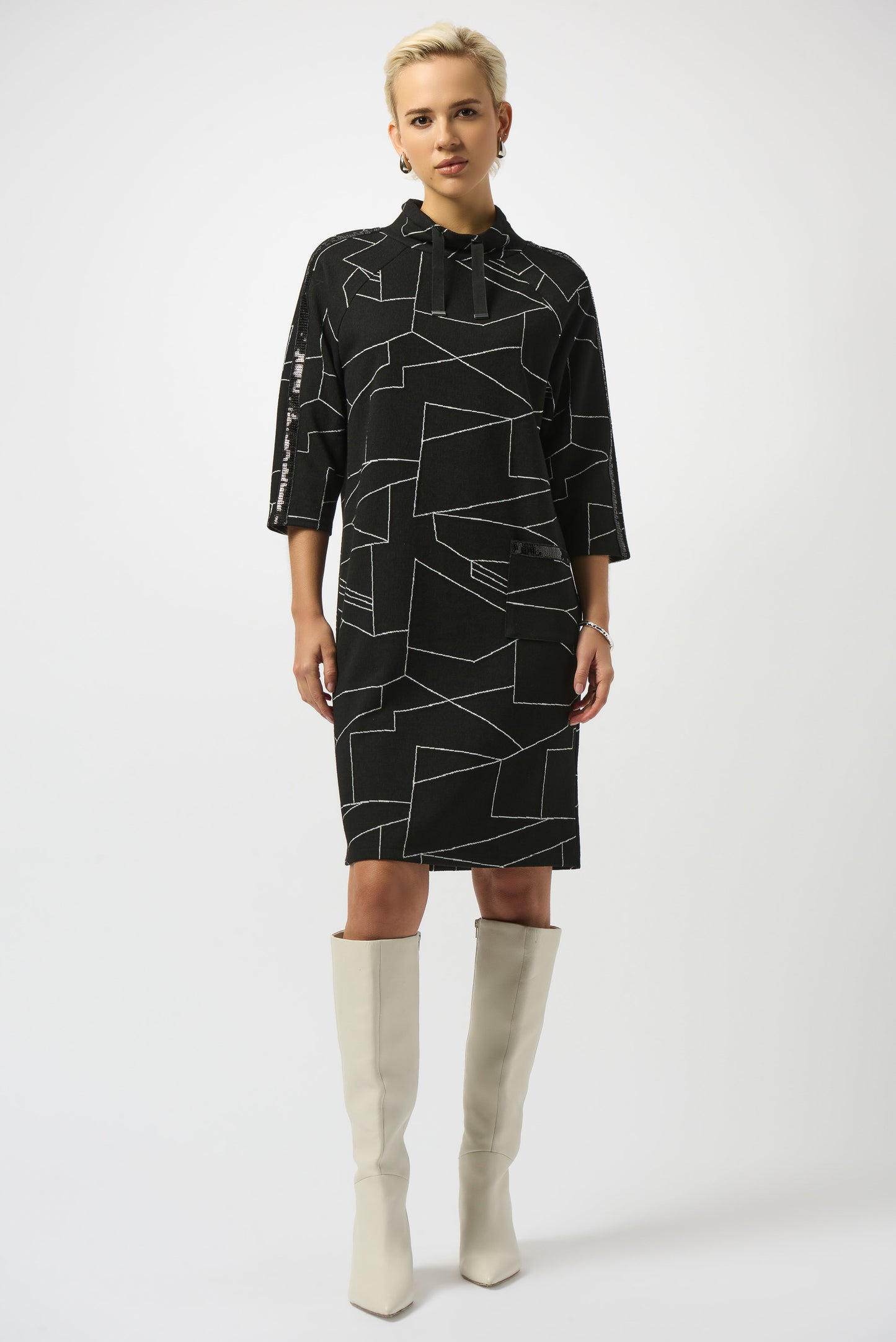 Jacquard Knit Abstract Print Straight Dress. Style JR253197