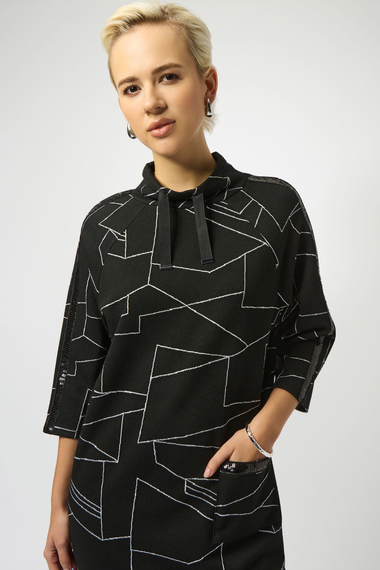 Jacquard Knit Abstract Print Straight Dress. Style JR253197
