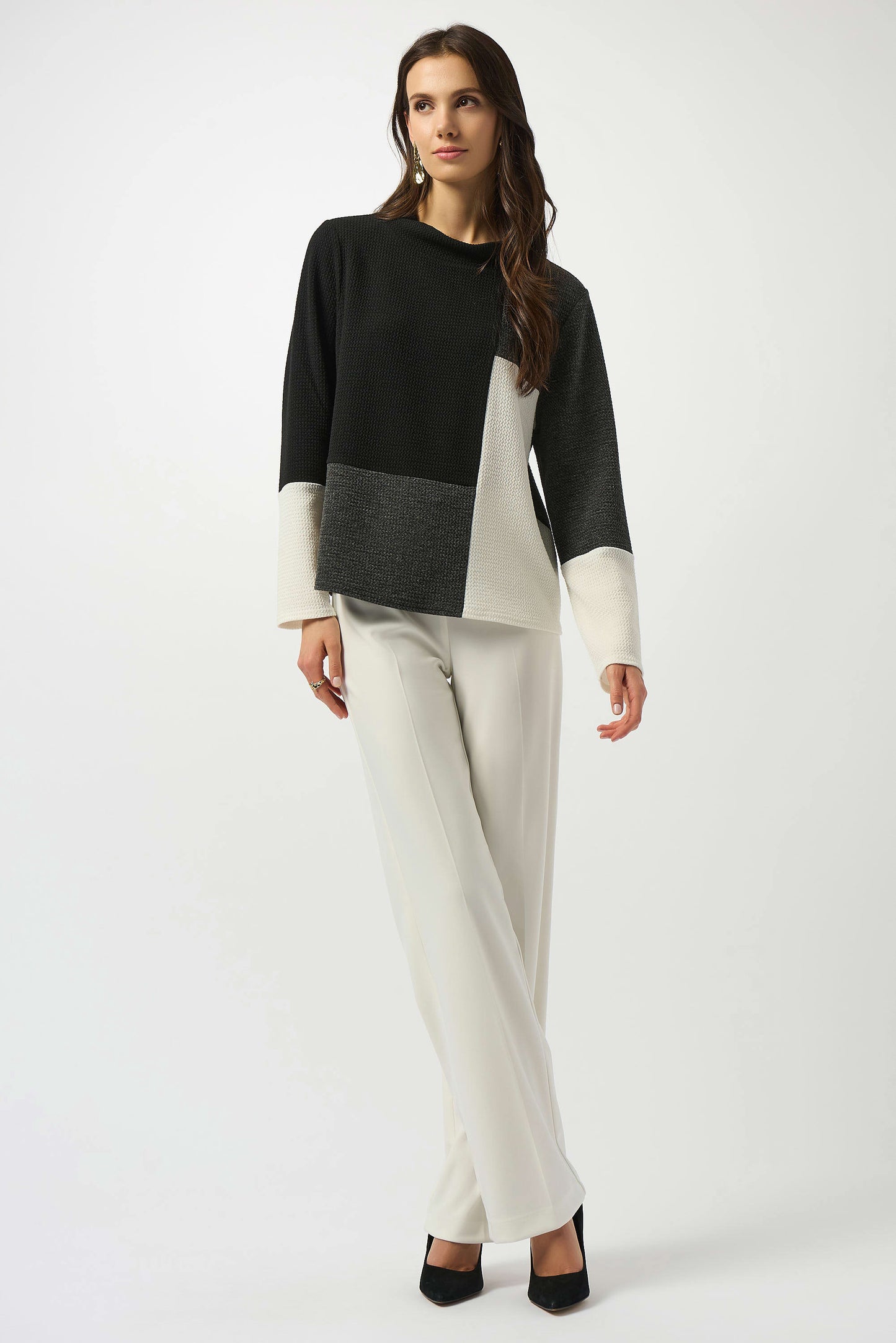 Jacquard Knit Colour-Block Boxy Sweater. Style JR253236