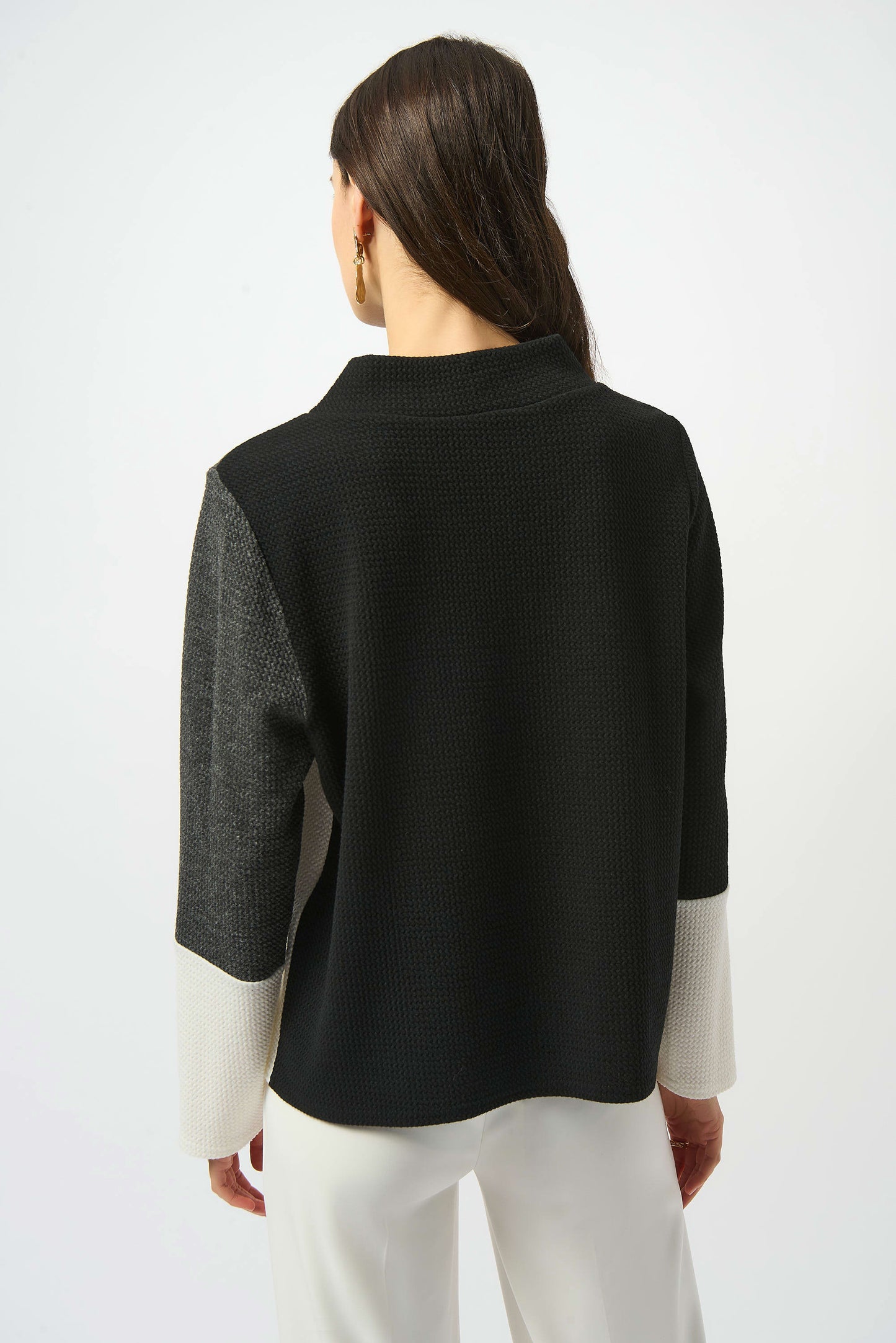 Jacquard Knit Colour-Block Boxy Sweater. Style JR253236