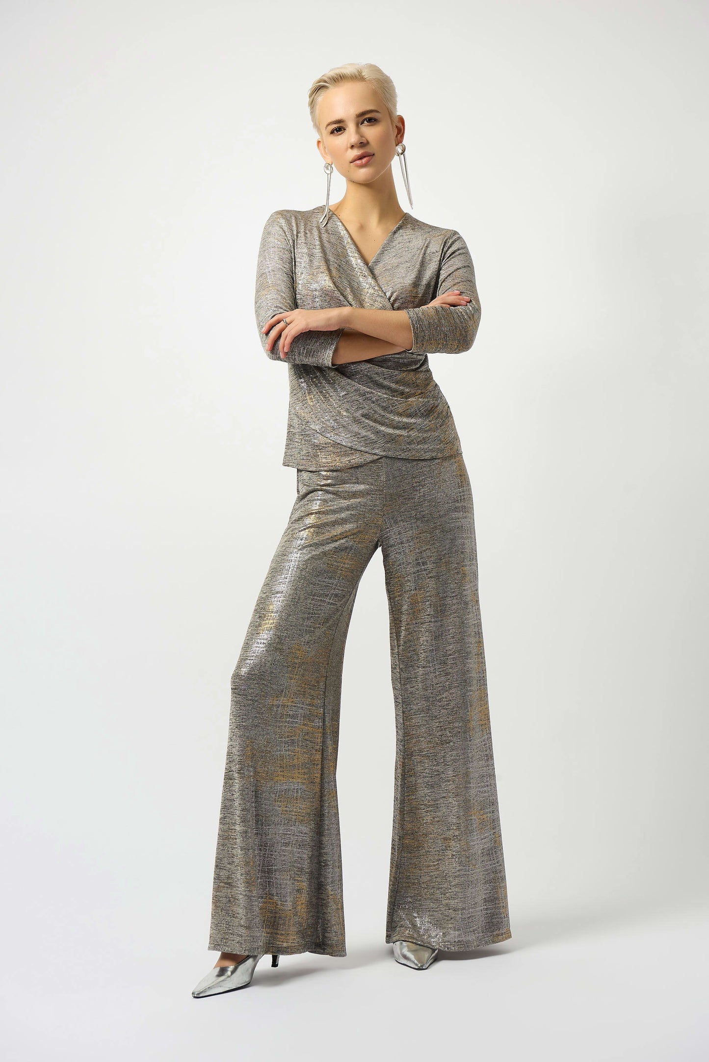 Foiled Melange Wide Leg Pant. Style JR253274