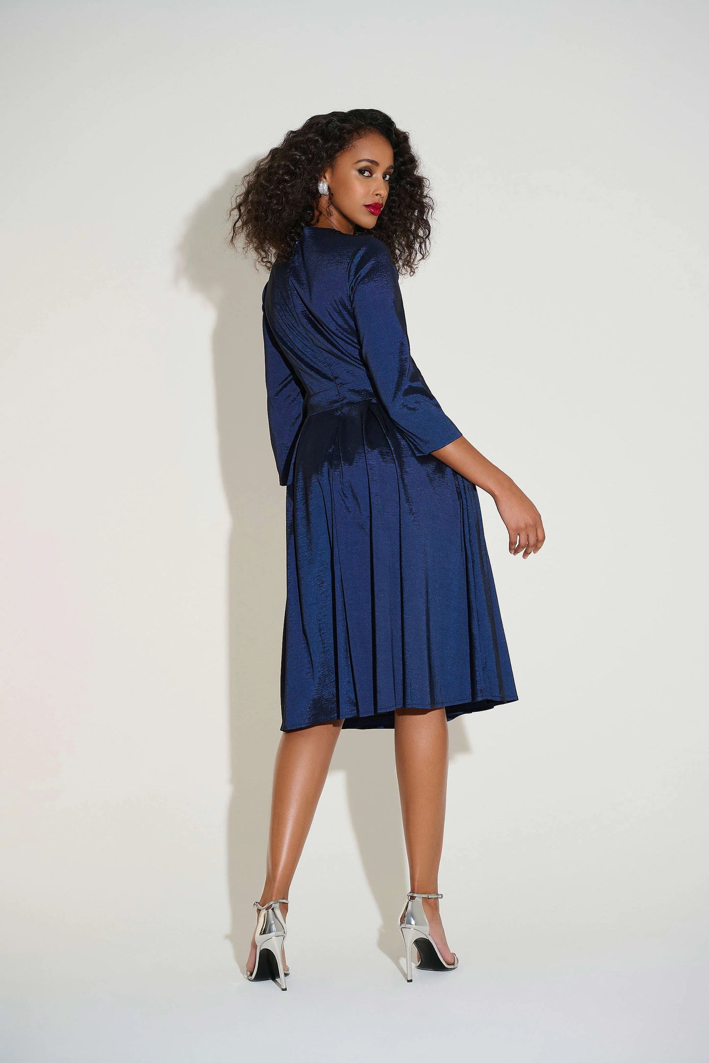 Stretch Taffeta Fit & Flare Wrap Dress. Style JR253777