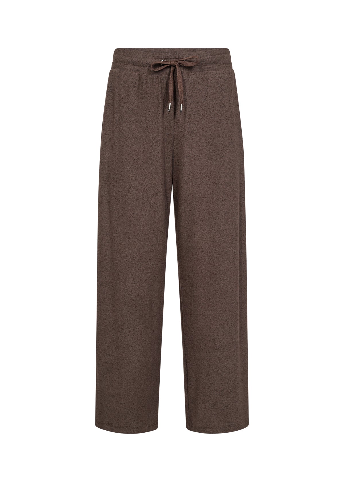 Soft Solid Brown Elastic Waist Wide Leg Cropped. Style SOYA4PF25388