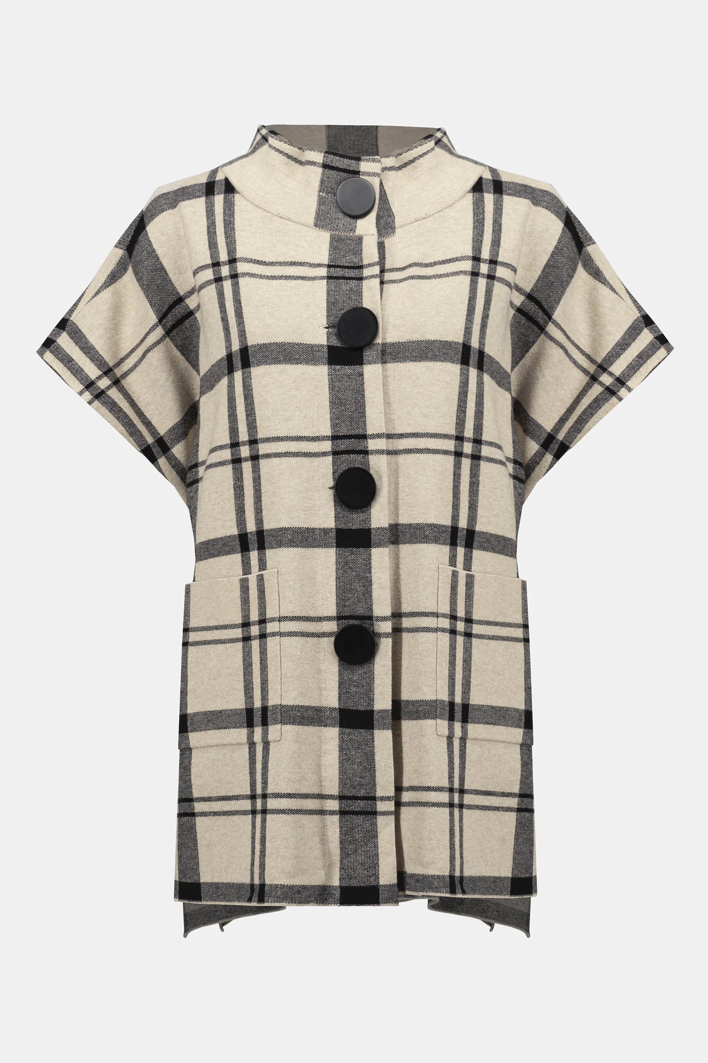Plaid Knit Poncho Style Sweater. Style JR253903