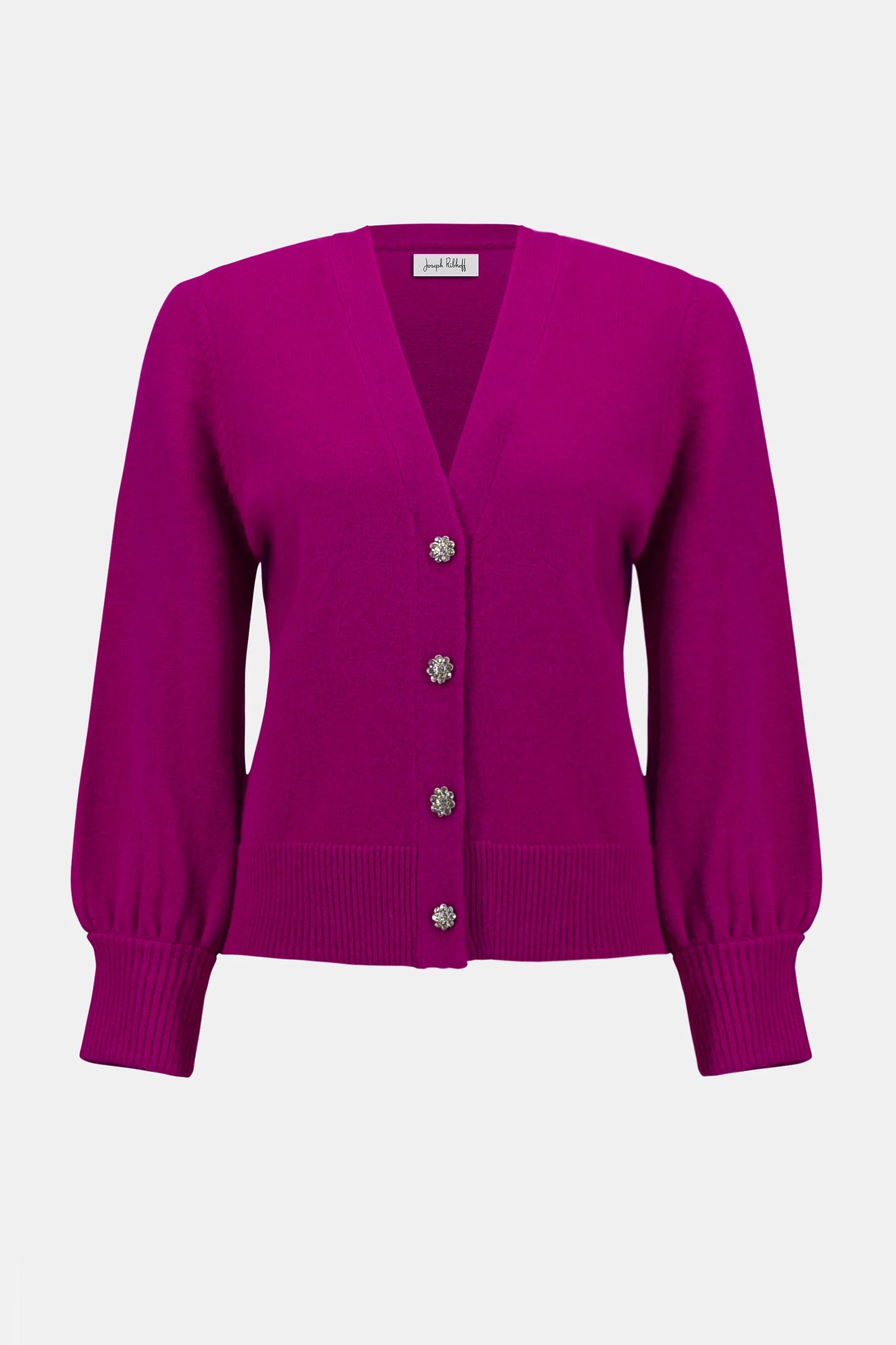 Sweater Knit Puff Sleeves Cardigan. Style JR253906