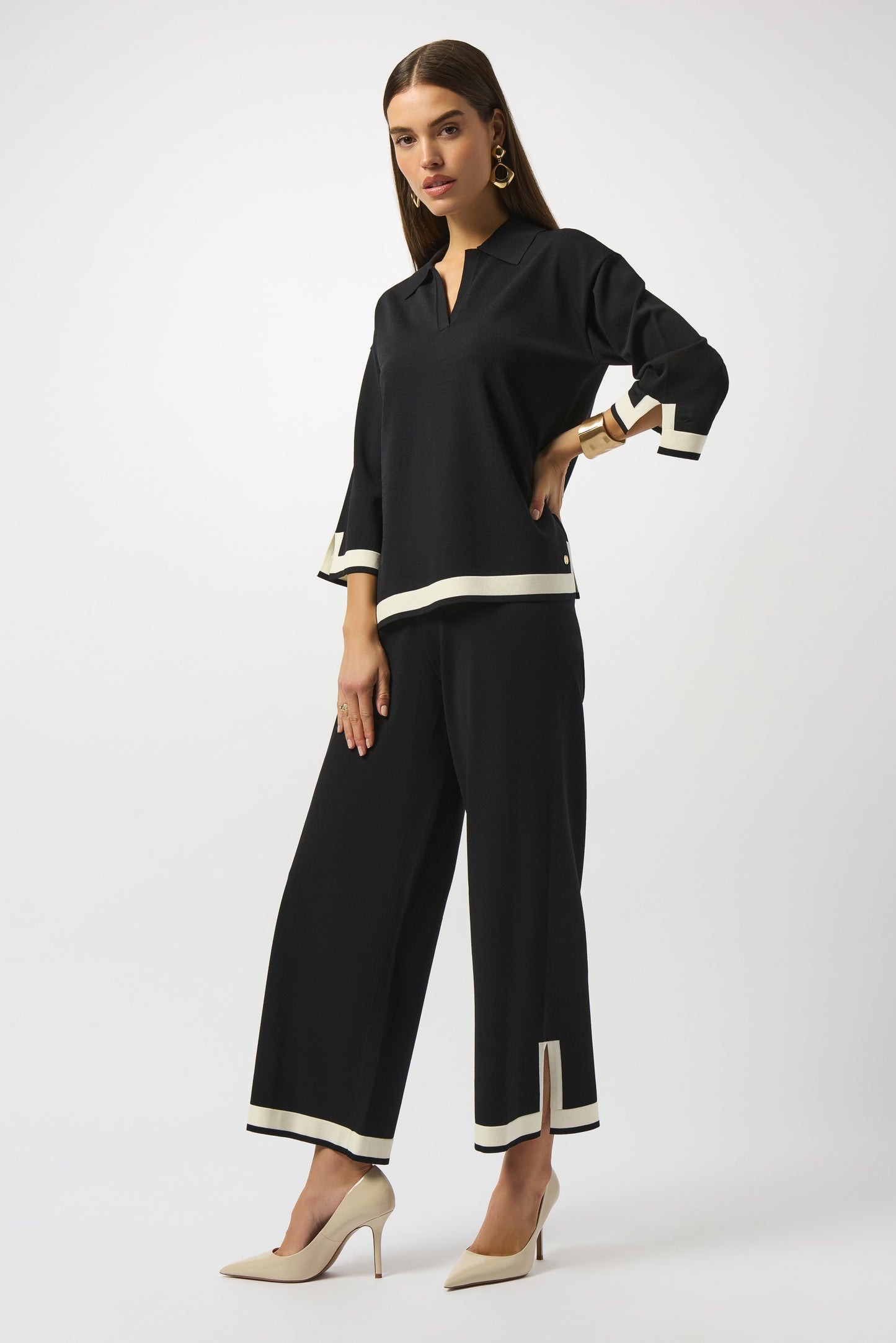 Sweater Knit Colour Block Culotte Pants. Style JR253910