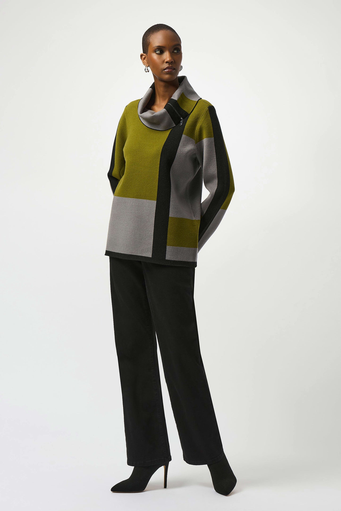 Jacquard Sweater Colour Block Pullover. Style JR253911