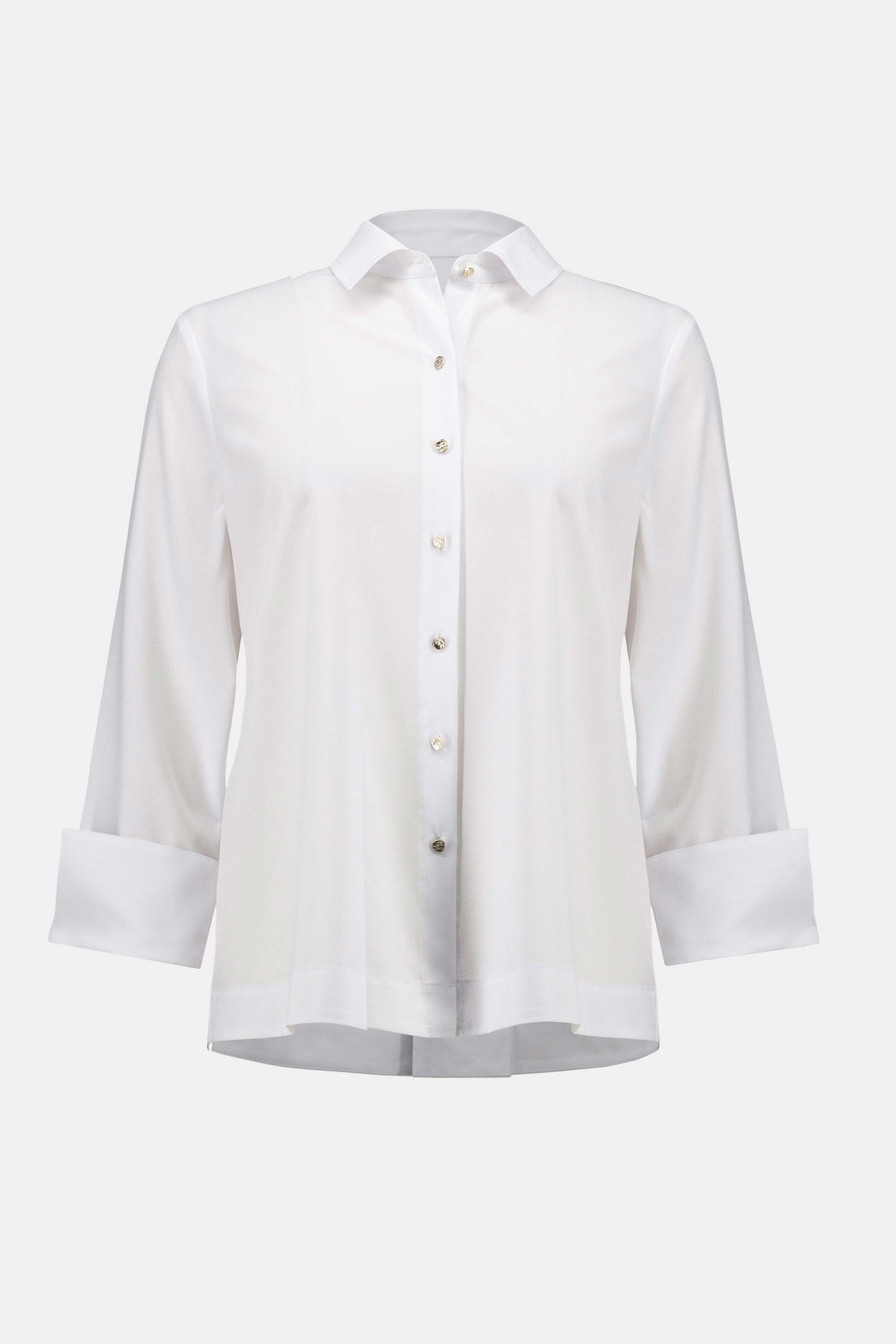 Stretch Poplin Button-Front Boxy Blouse. Style JR253923