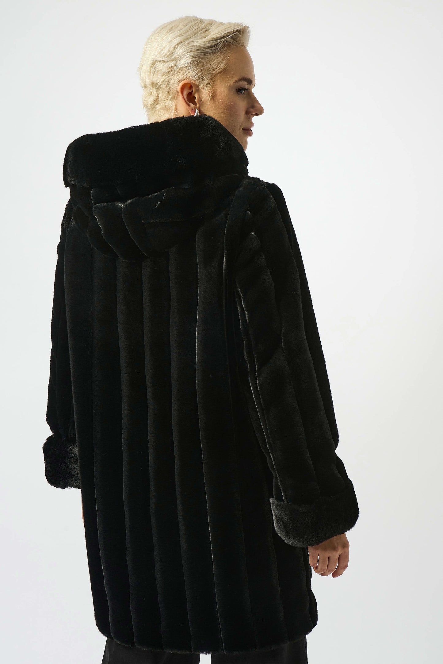 Faux Fur Reversible Hooded Coat. Style JR253926