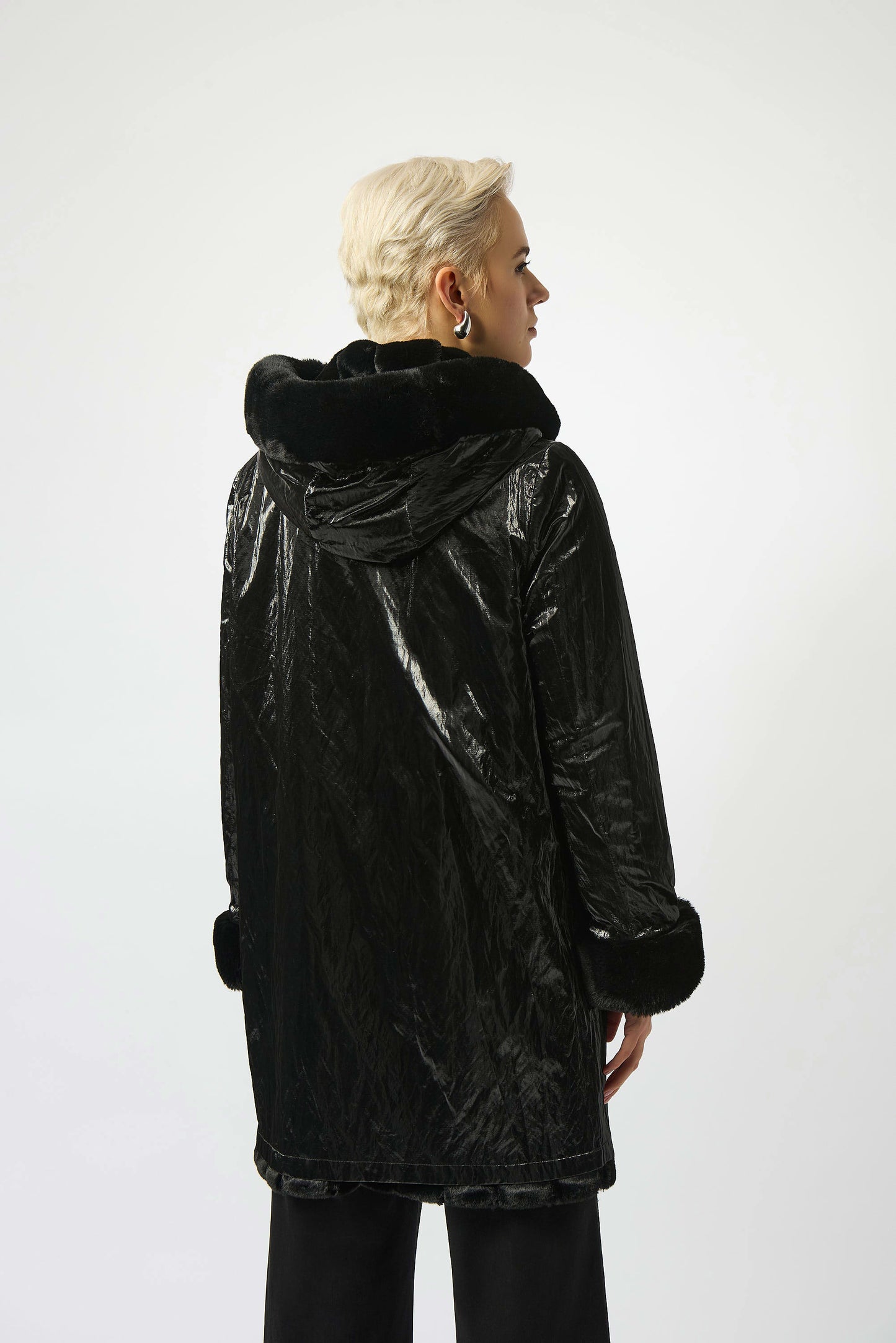 Faux Fur Reversible Hooded Coat. Style JR253926