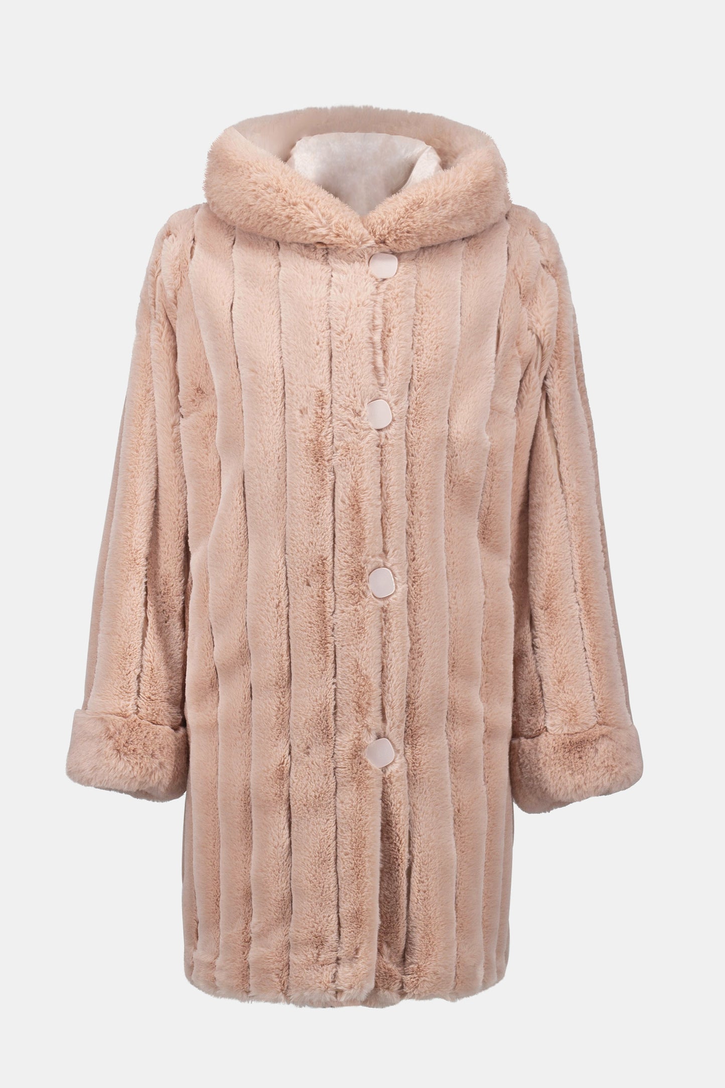 Faux Fur Reversible Hooded Coat. Style JR253926