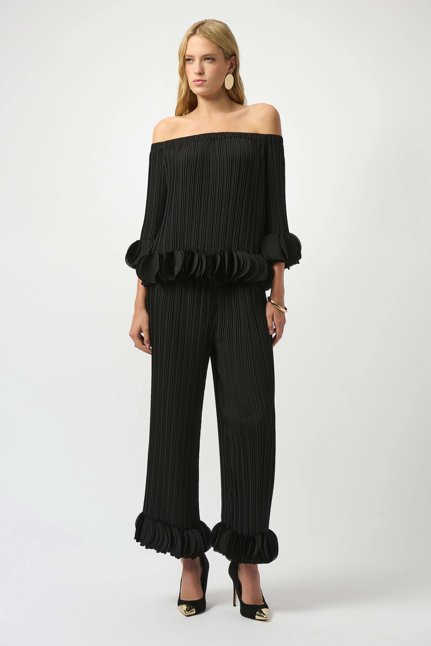 Georgette Wide Leg Pleated Pants. Style JR253940