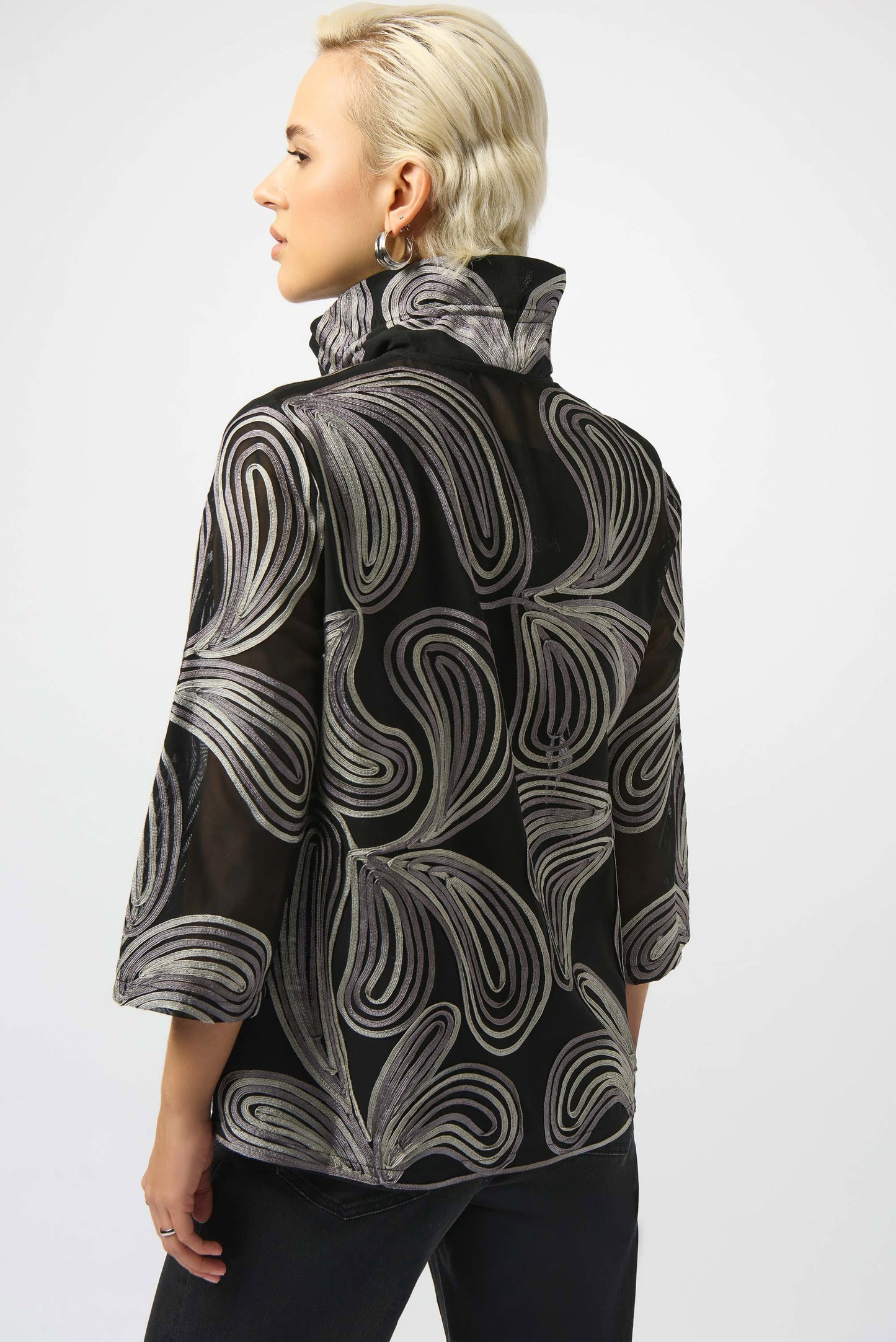 Embroidered Mesh Straight Jacket. Style JR253949